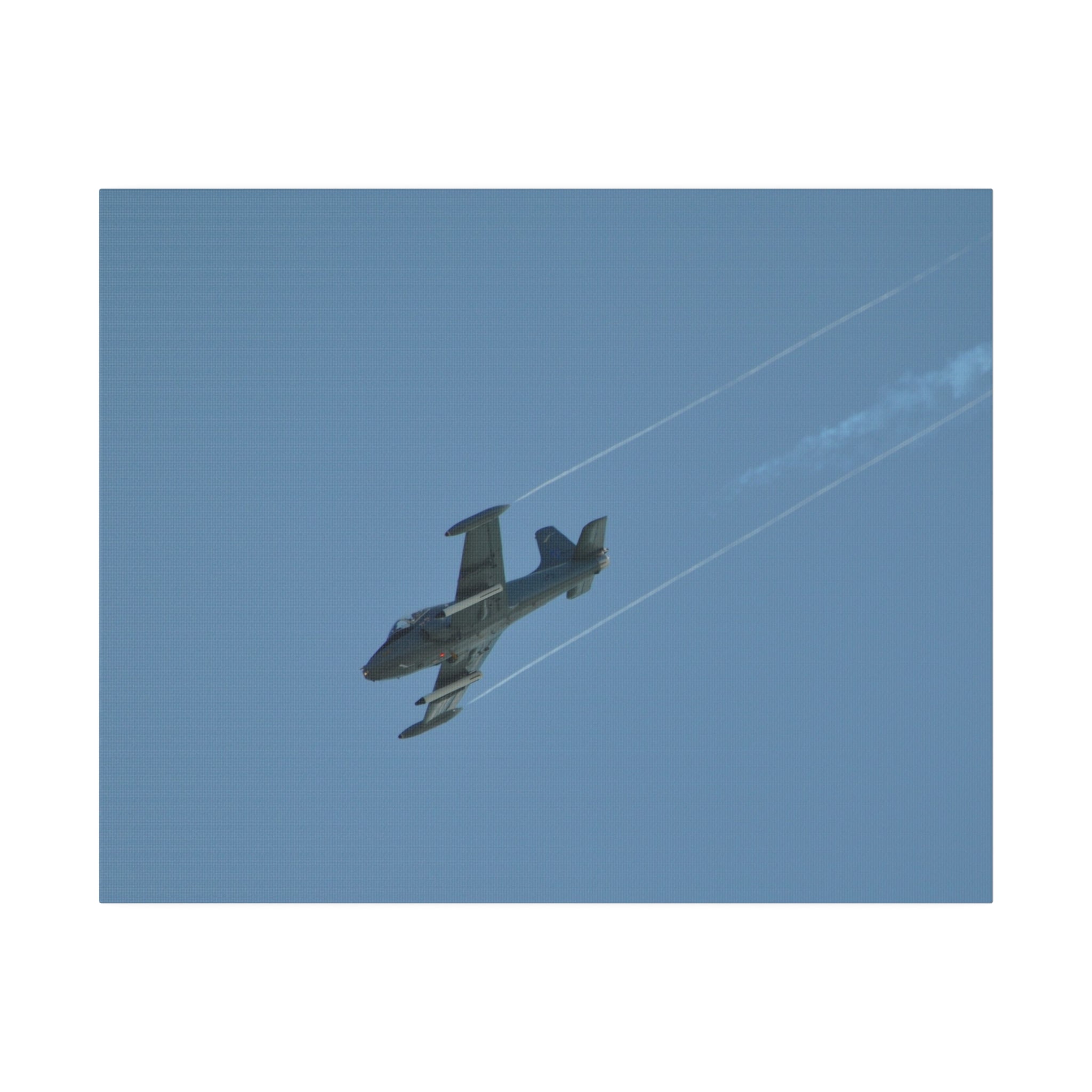 Strikemaster Flying Left With Smoke & Descending Canvas - The Trio Synergize Group