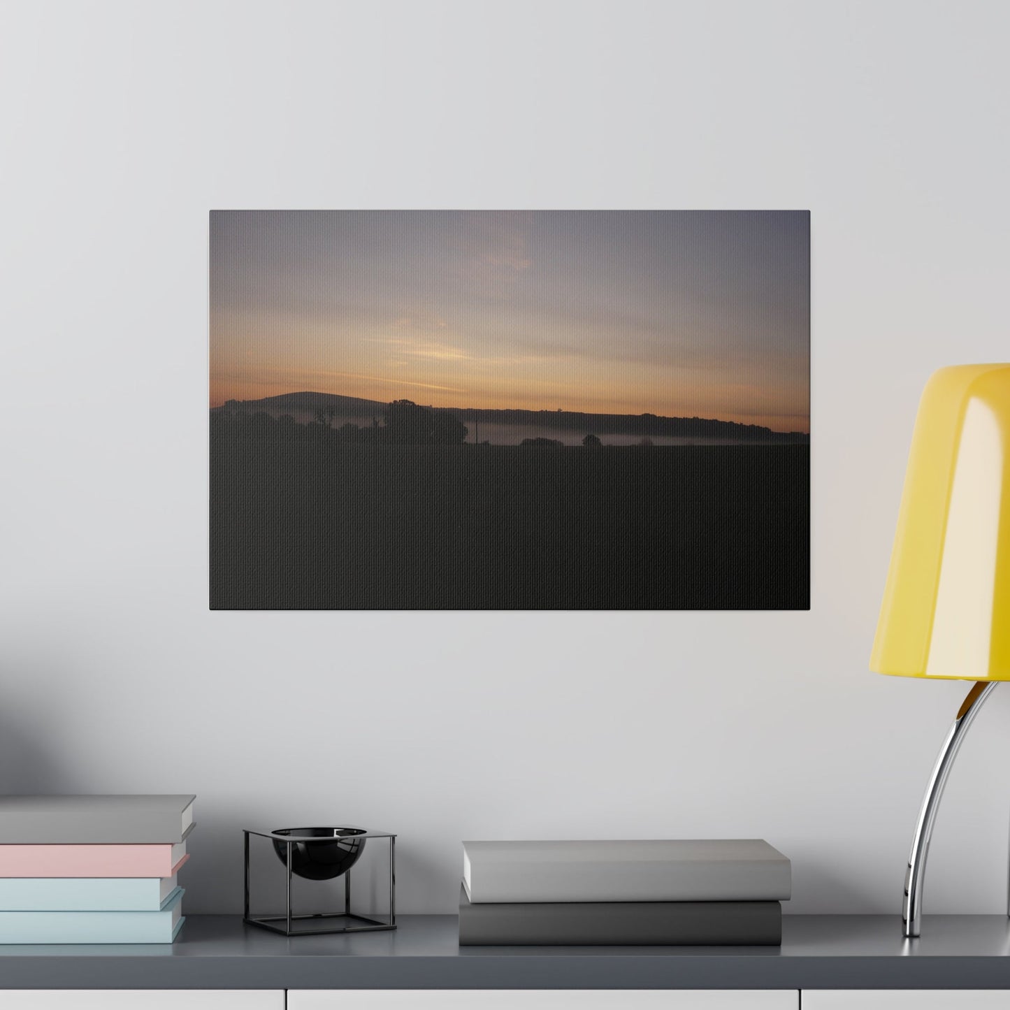 Sunrise Countryside Landscape With Mist Canvas - The Trio Synergize Group