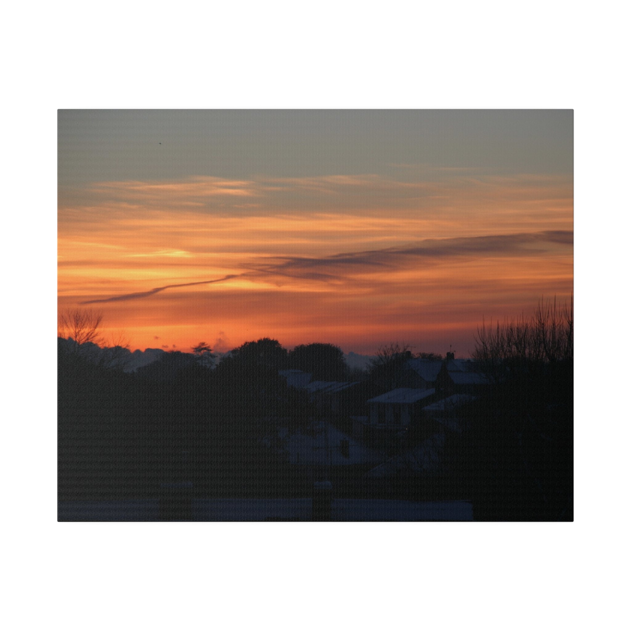 Sunset In Snow, With Red/Yellow Sky Canvas - The Trio Synergize Group
