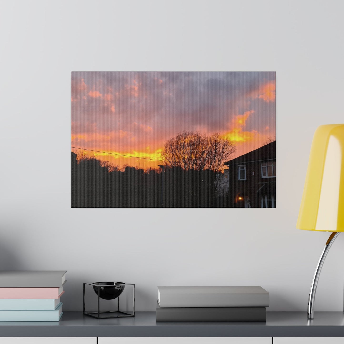 Sunset With Orange Sky, Matte Canvas, Stretched, 0.75" - The Trio Synergize Group