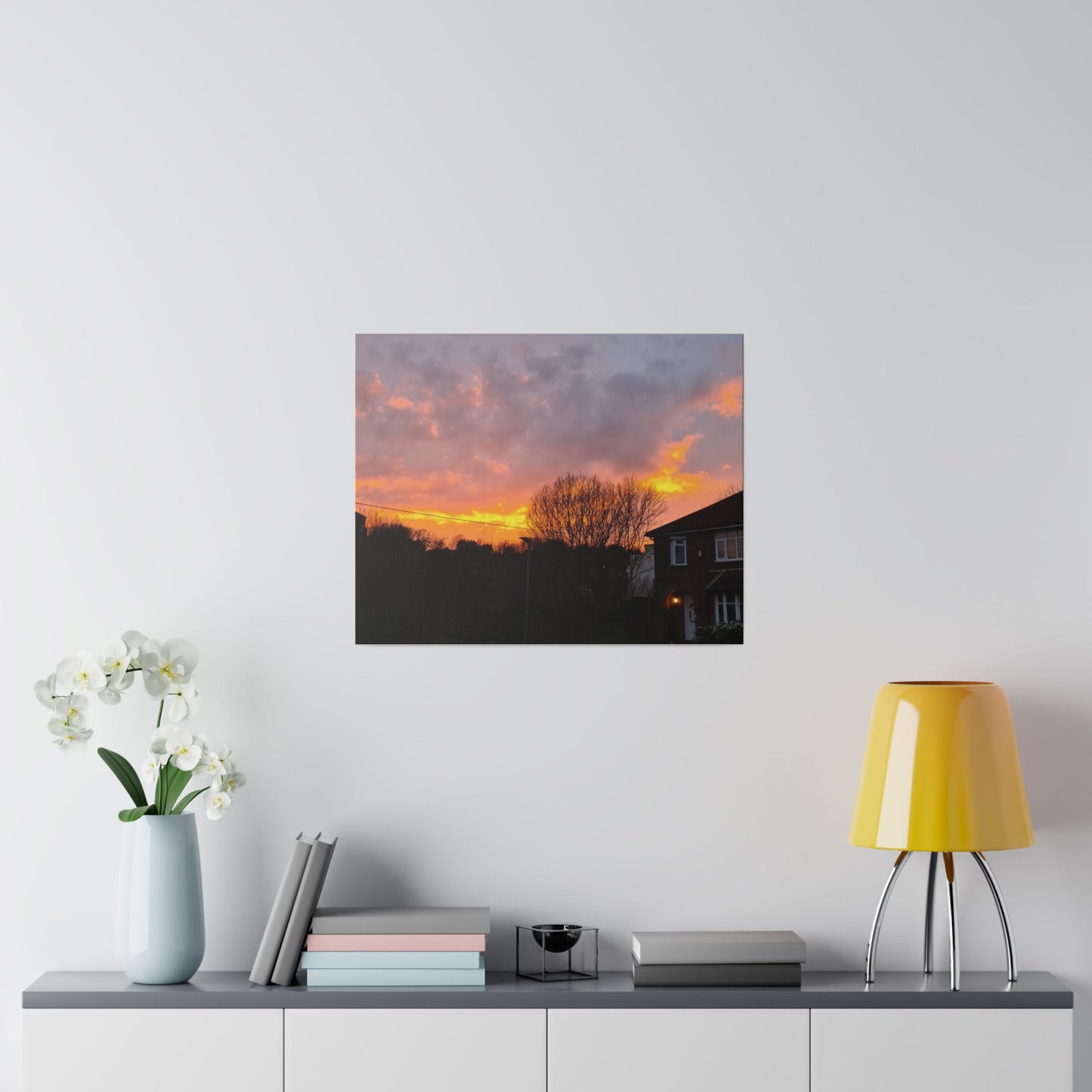 Sunset With Orange Sky, Matte Canvas, Stretched, 0.75" - The Trio Synergize Group