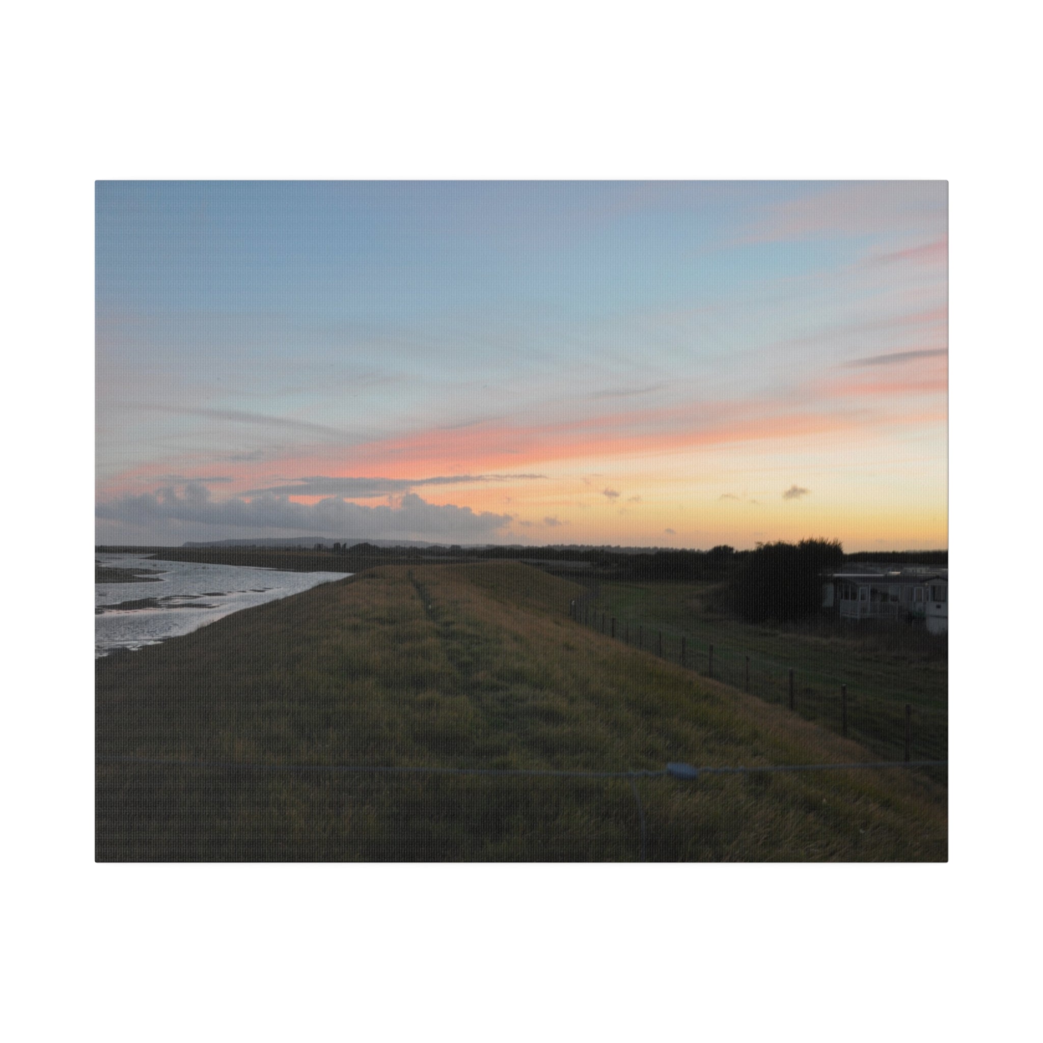 Sunset With Yellow And Blue Sky Near Marshland Canvas - The Trio Synergize Group