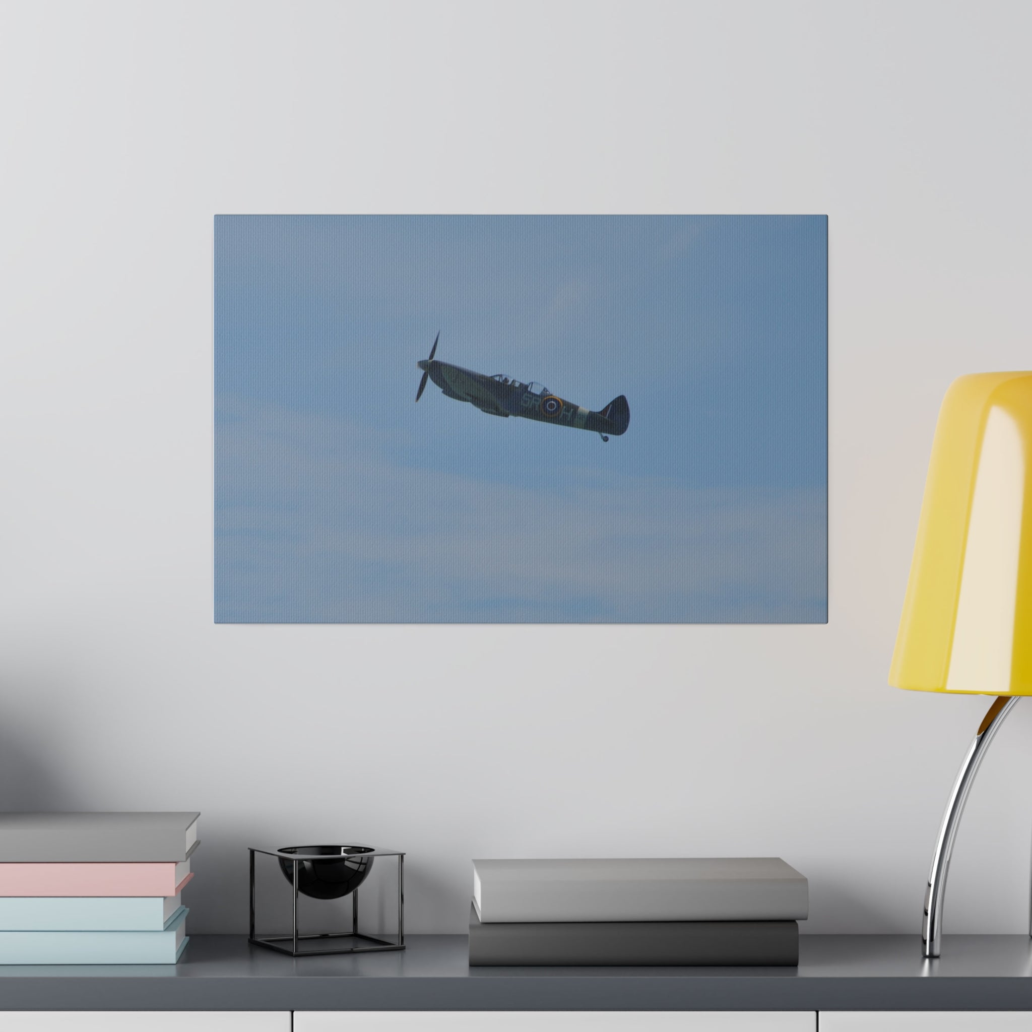 Supermarine Spitfire Two-Seater Flying Left Side View Canvas - The Trio Synergize Group