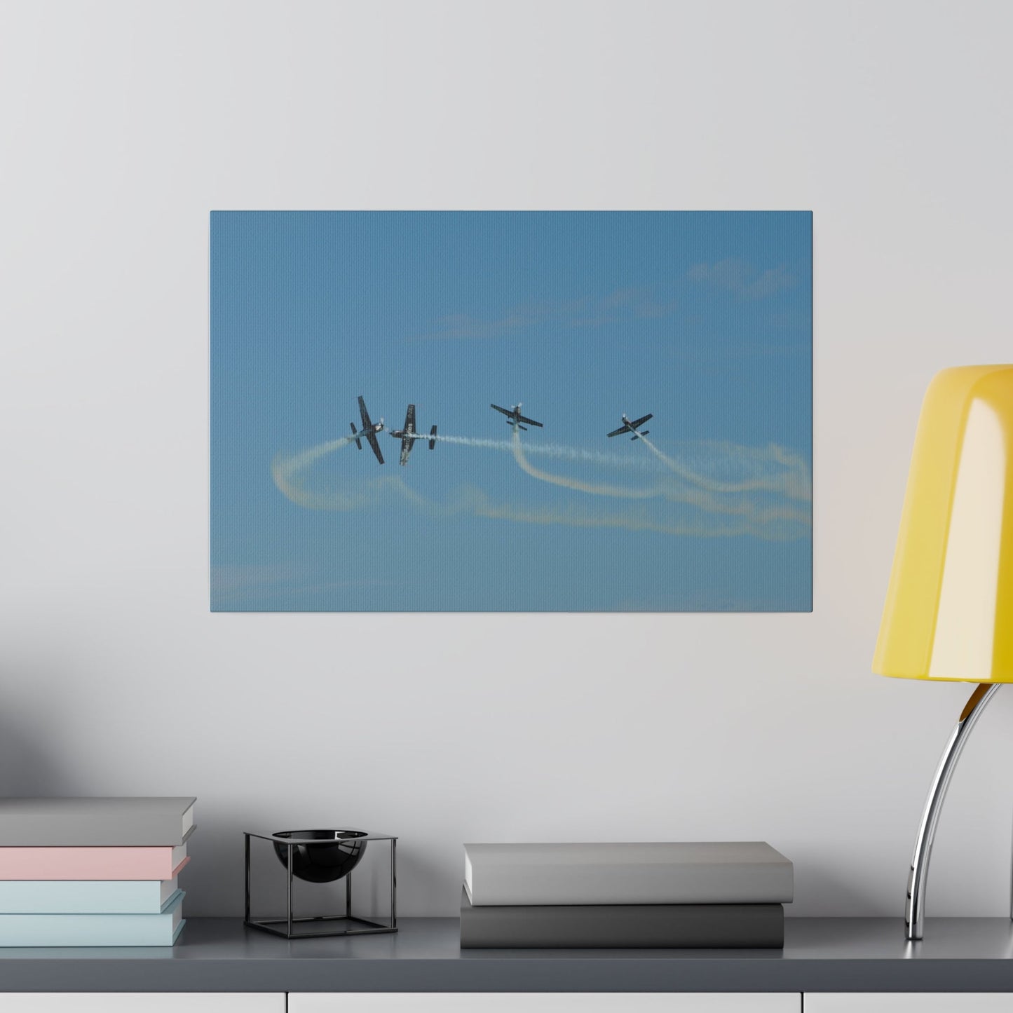 The Blades Splitting Formation With Smoke, Matte Canvas, Stretched, 0.75" - The Trio Synergize Group