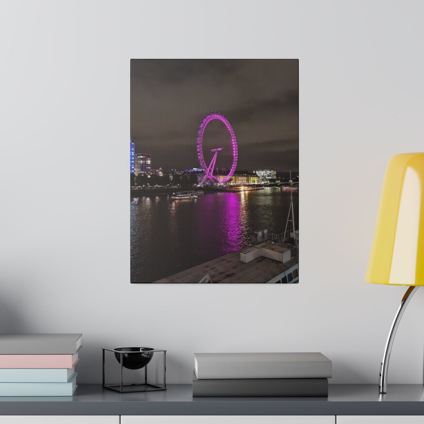 The London Eye At Night, Matte Canvas, Stretched, 0.75" - The Trio Synergize Group