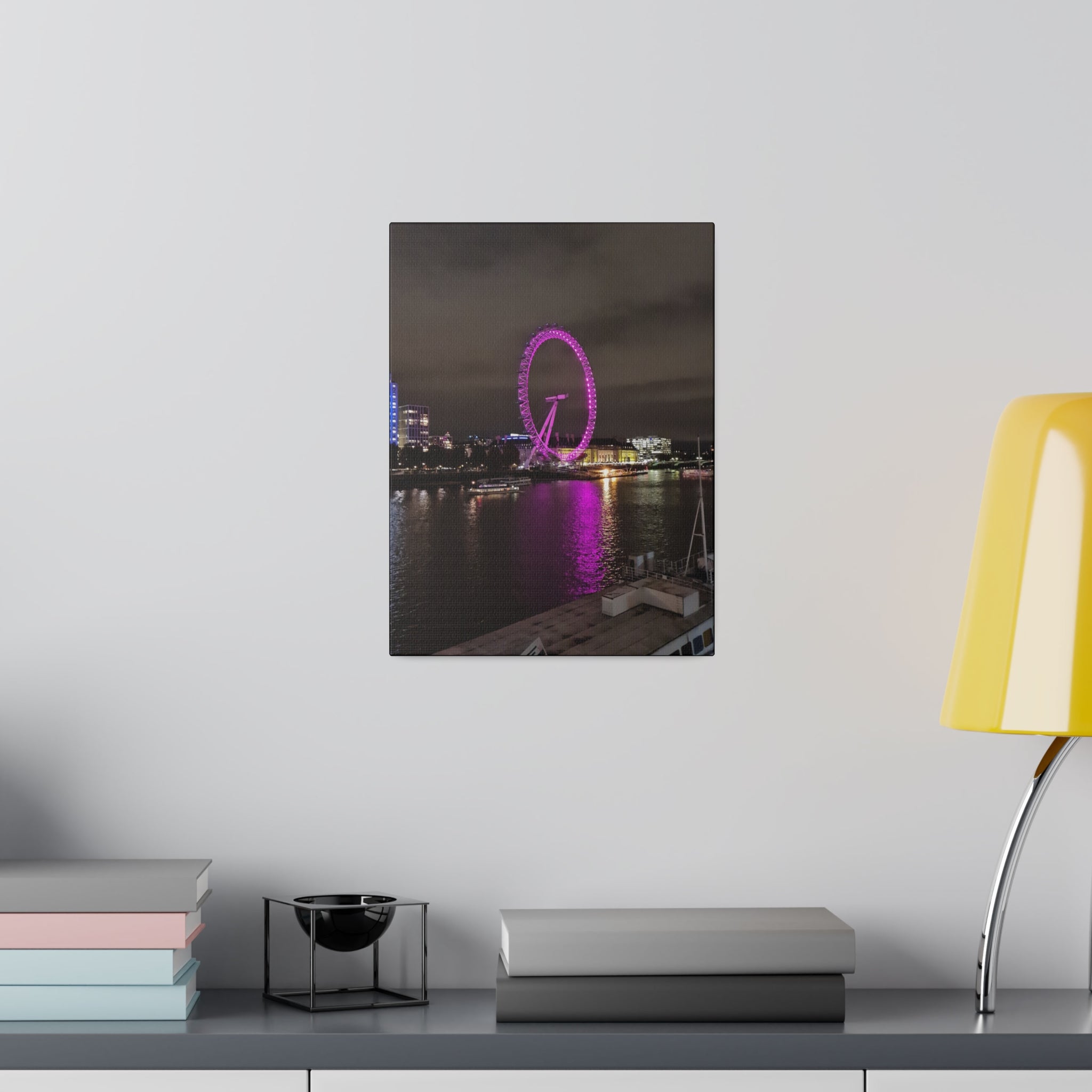 The London Eye At Night, Matte Canvas, Stretched, 0.75" - The Trio Synergize Group