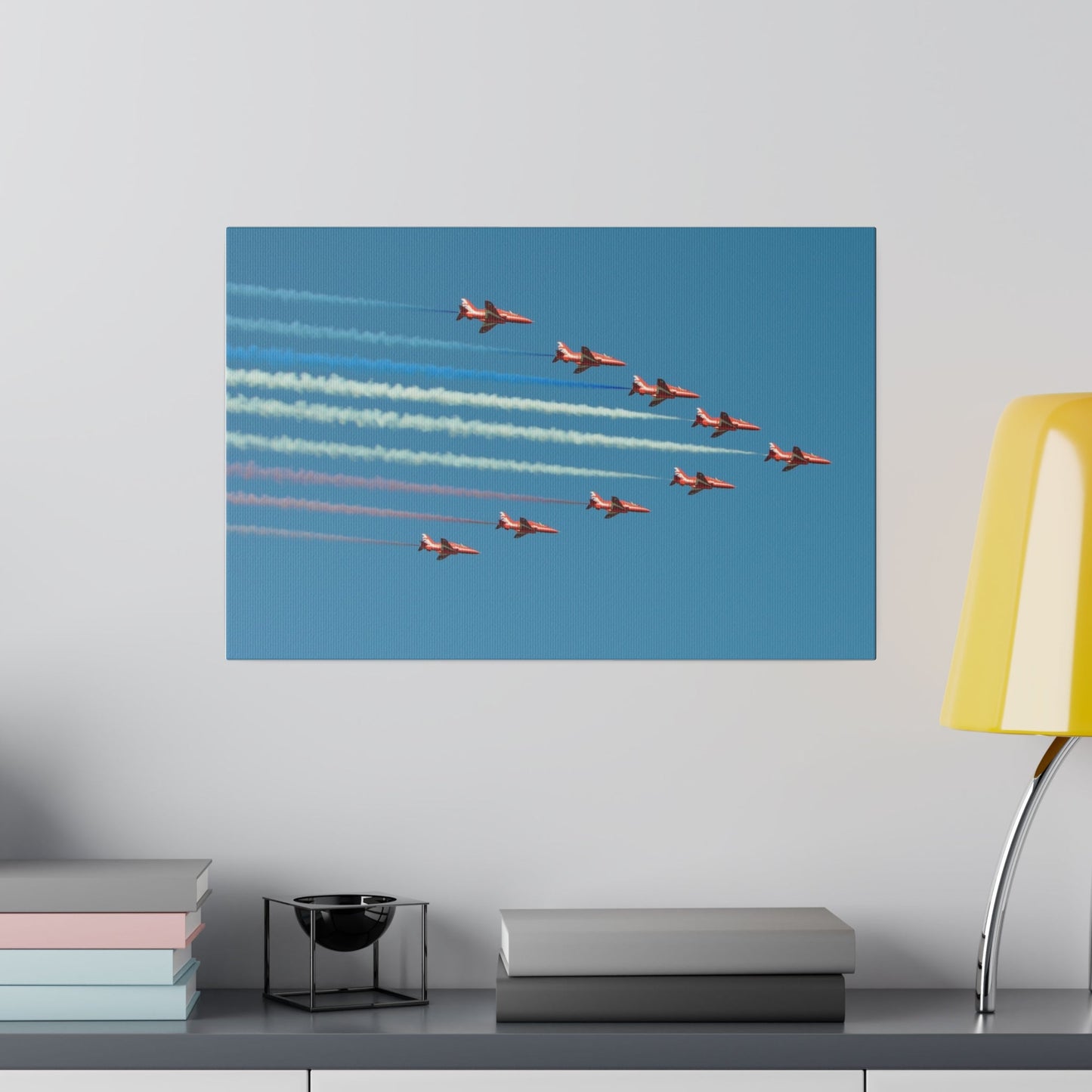 The Red Arrows Flying Coloured Smoke In Formation Canvas - The Trio Synergize Group