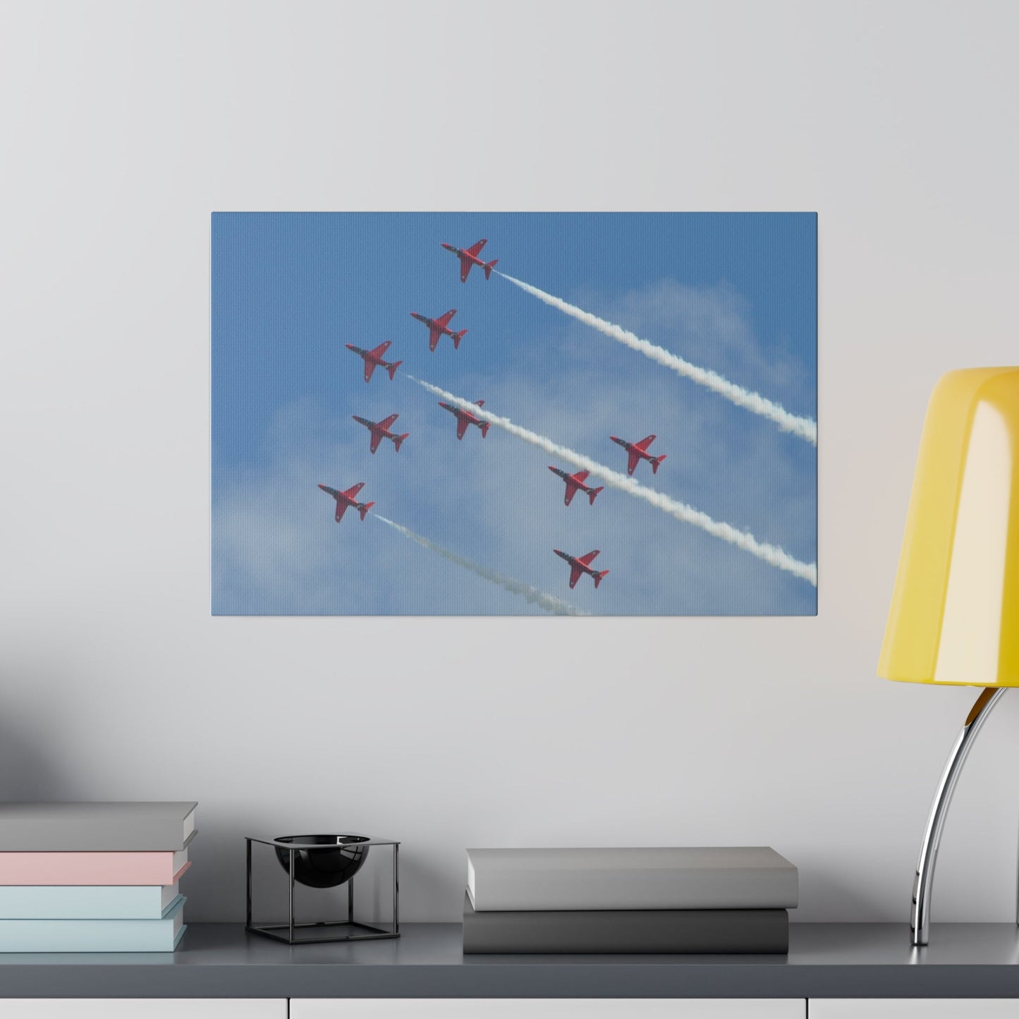 The Red Arrows - White Smoke In Formation Ascending Canvas - The Trio Synergize Group
