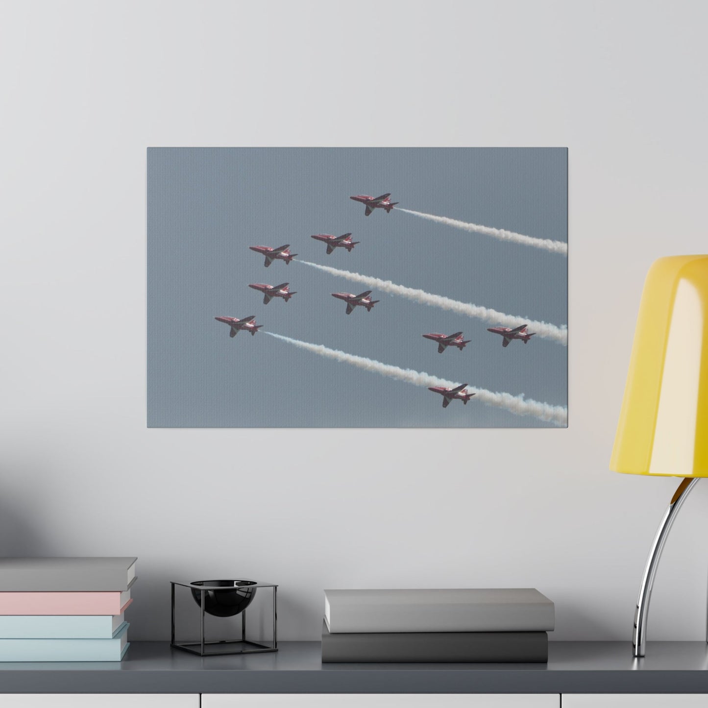 The Red Arrows Flying & White Smoke In Formation Canvas - The Trio Synergize Group