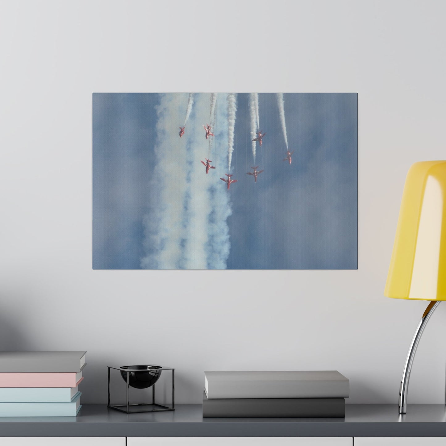 The Red Arrows Flying Straight Down In Formation Canvas - The Trio Synergize Group