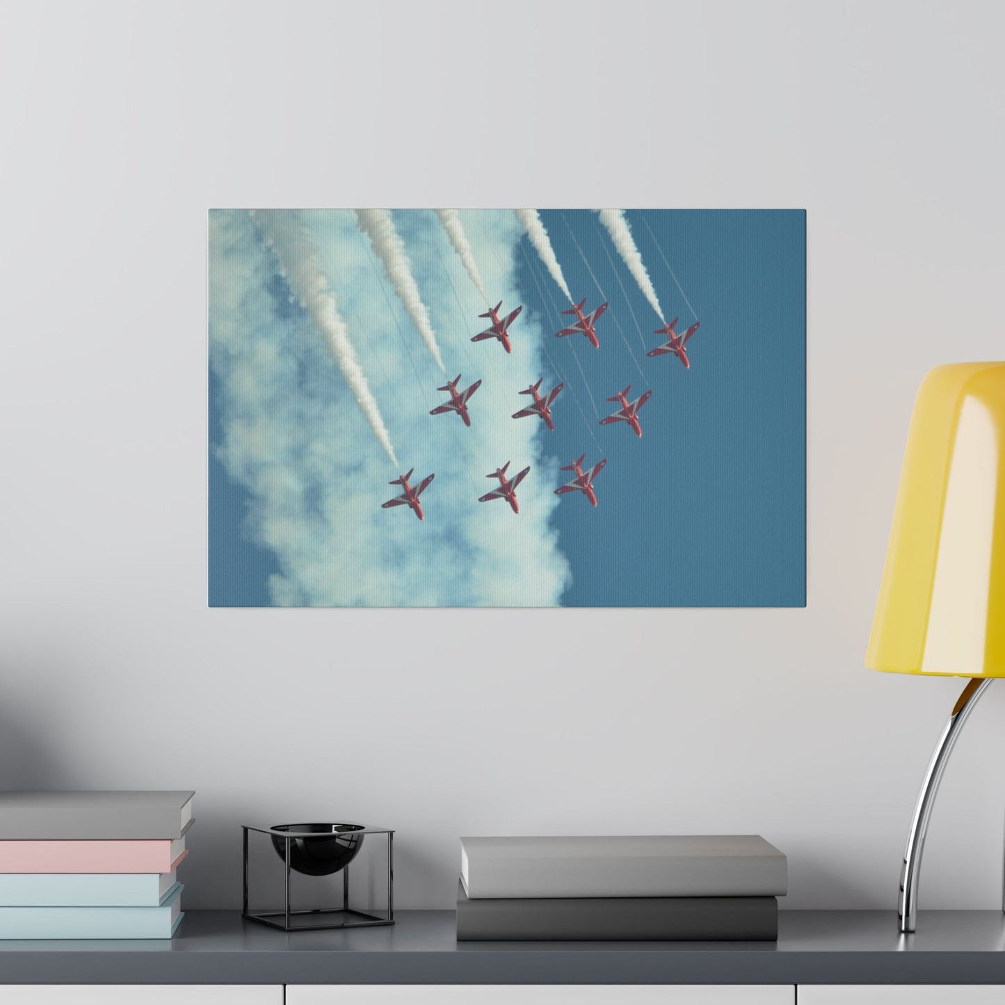 The Red Arrows Looping Around Descending White Smoke Canvas - The Trio Synergize Group