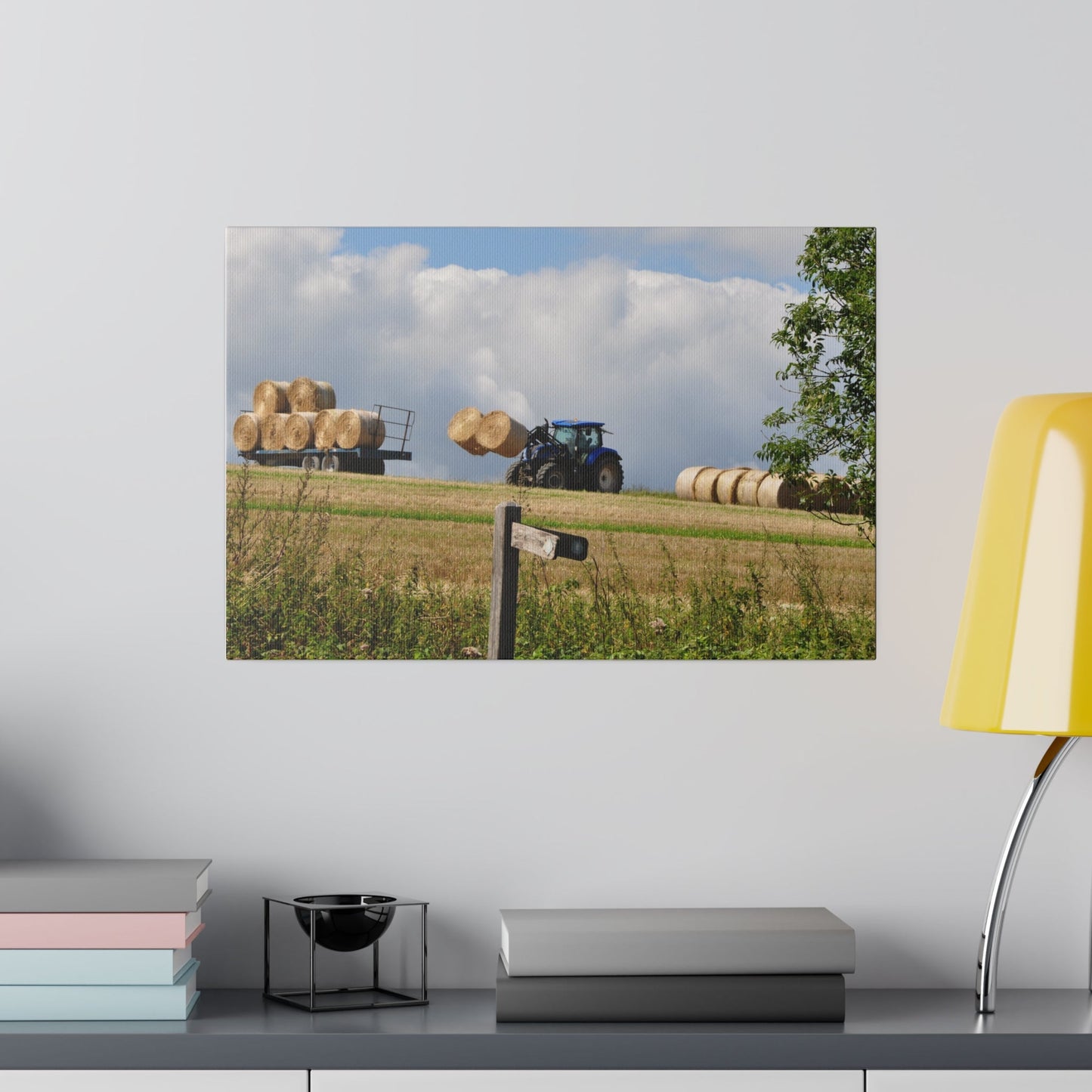 Tractor with Hay Bales Canvas Print - The Trio Synergize Group