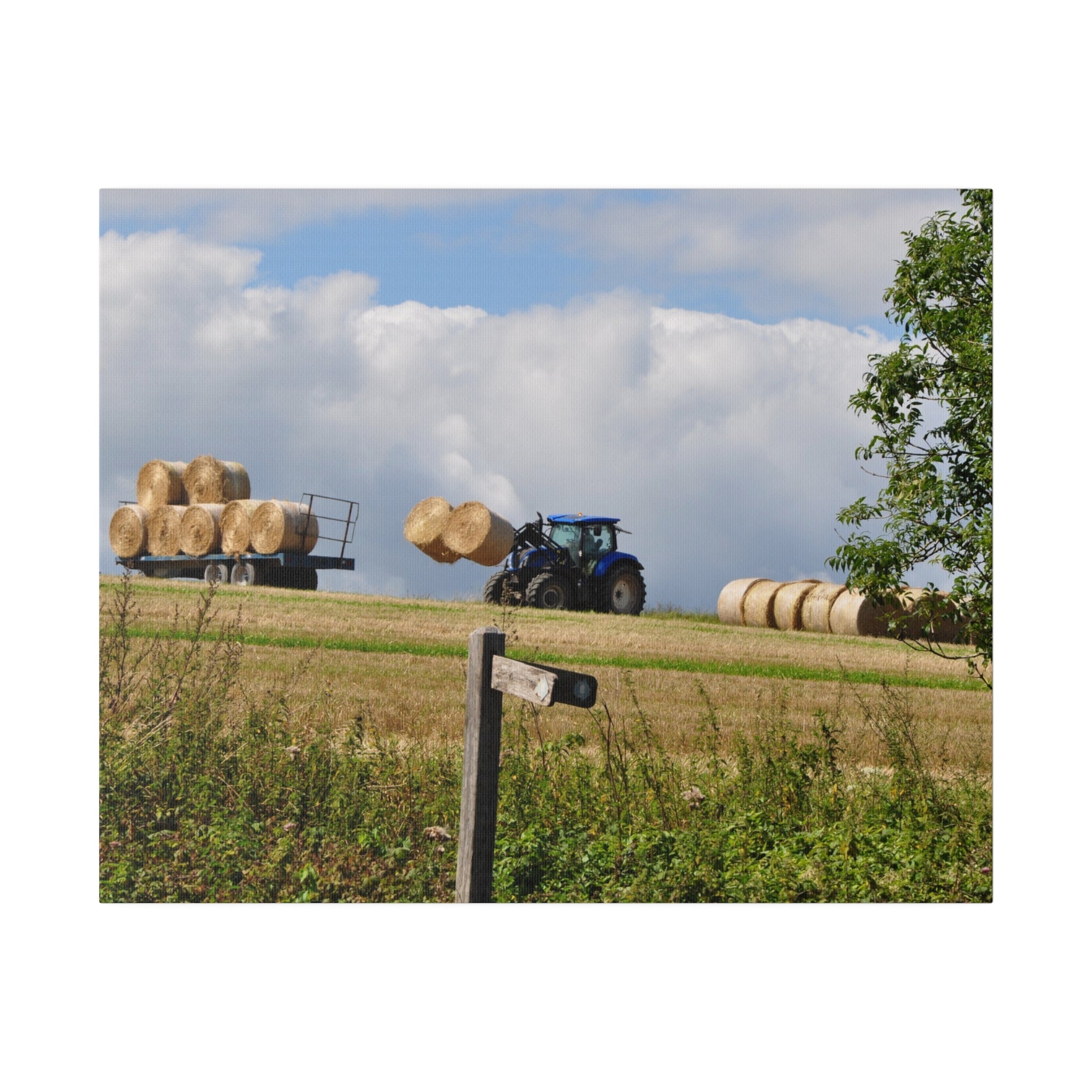 Tractor with Hay Bales Canvas Print - The Trio Synergize Group