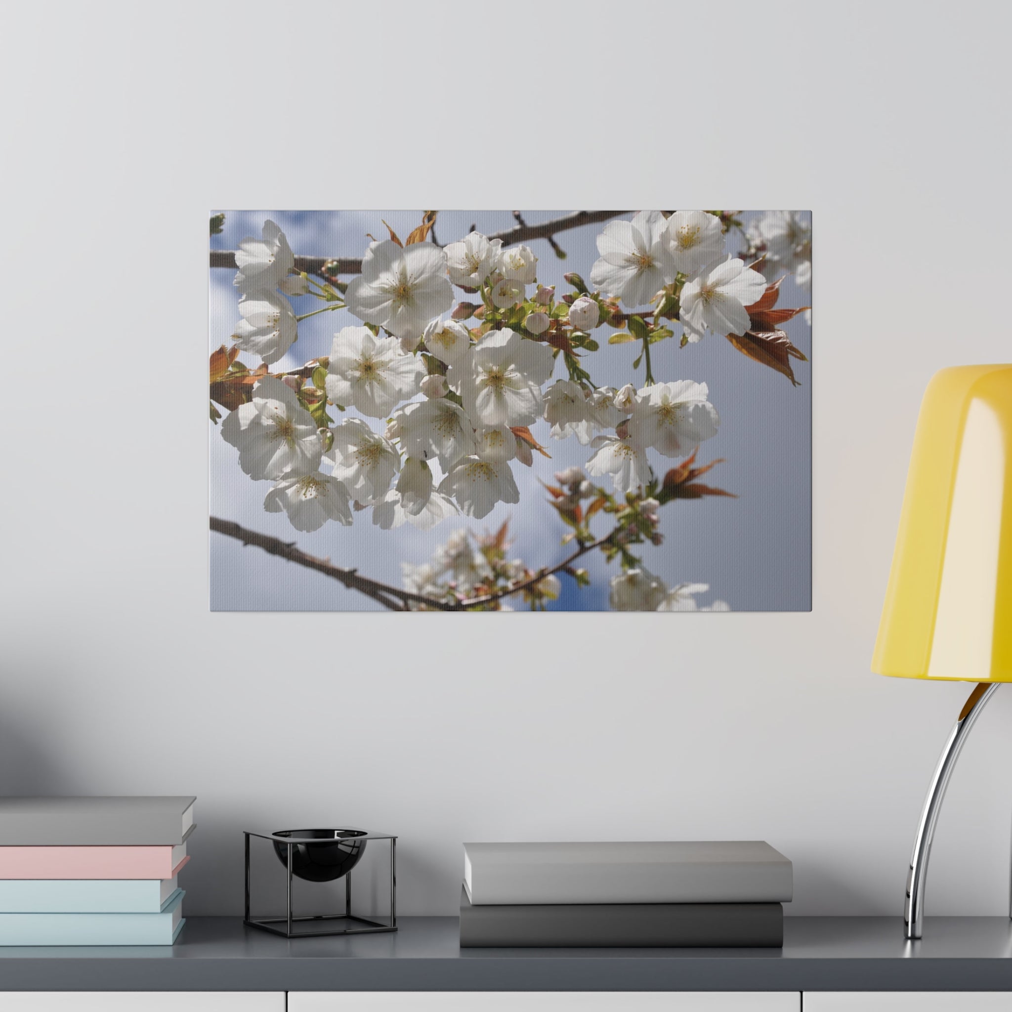 Multiple White Tree Blossom & Clouds Canvas - The Trio Synergize Group