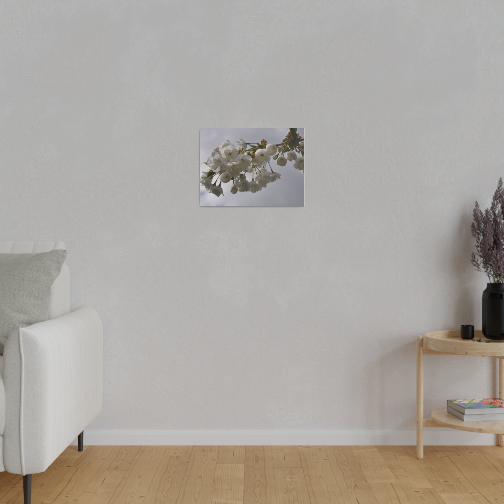 White Tree Blossom Up Close With Cloud Background Canvas - The Trio Synergize Group