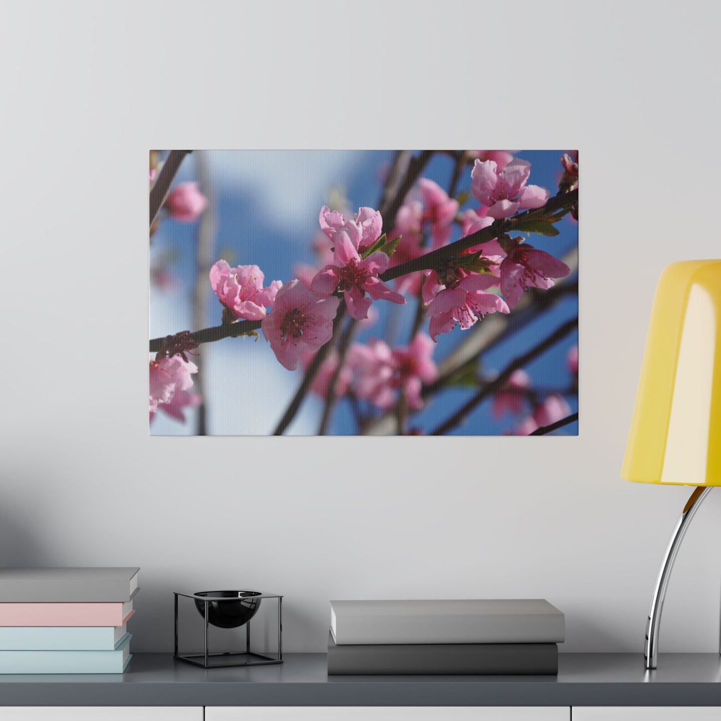 Beautiful Pink Tree Blossom With Blurred Sky & Clouds Canvas - The Trio Synergize Group