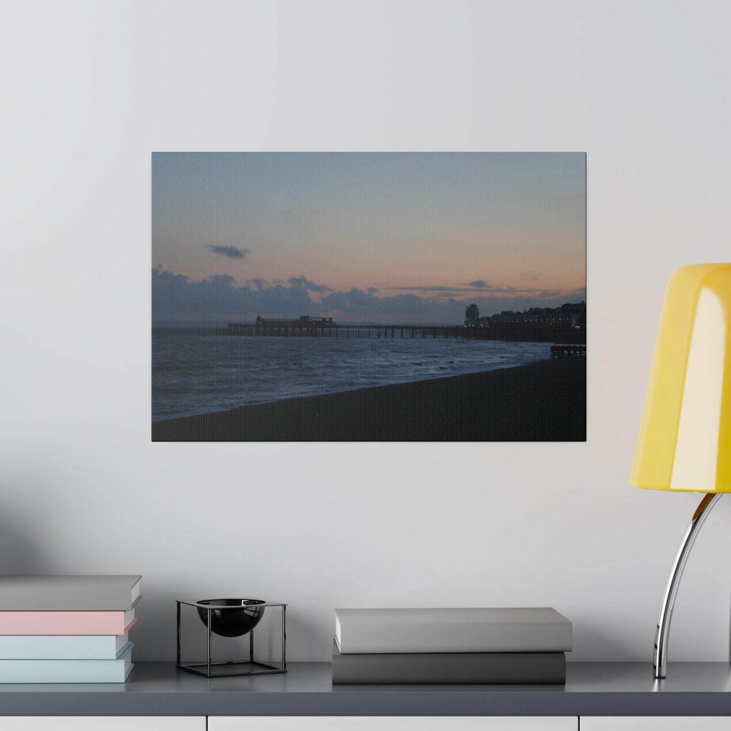 View Of Hasting's Seafront And Pier At Sunset Canvas - The Trio Synergize Group
