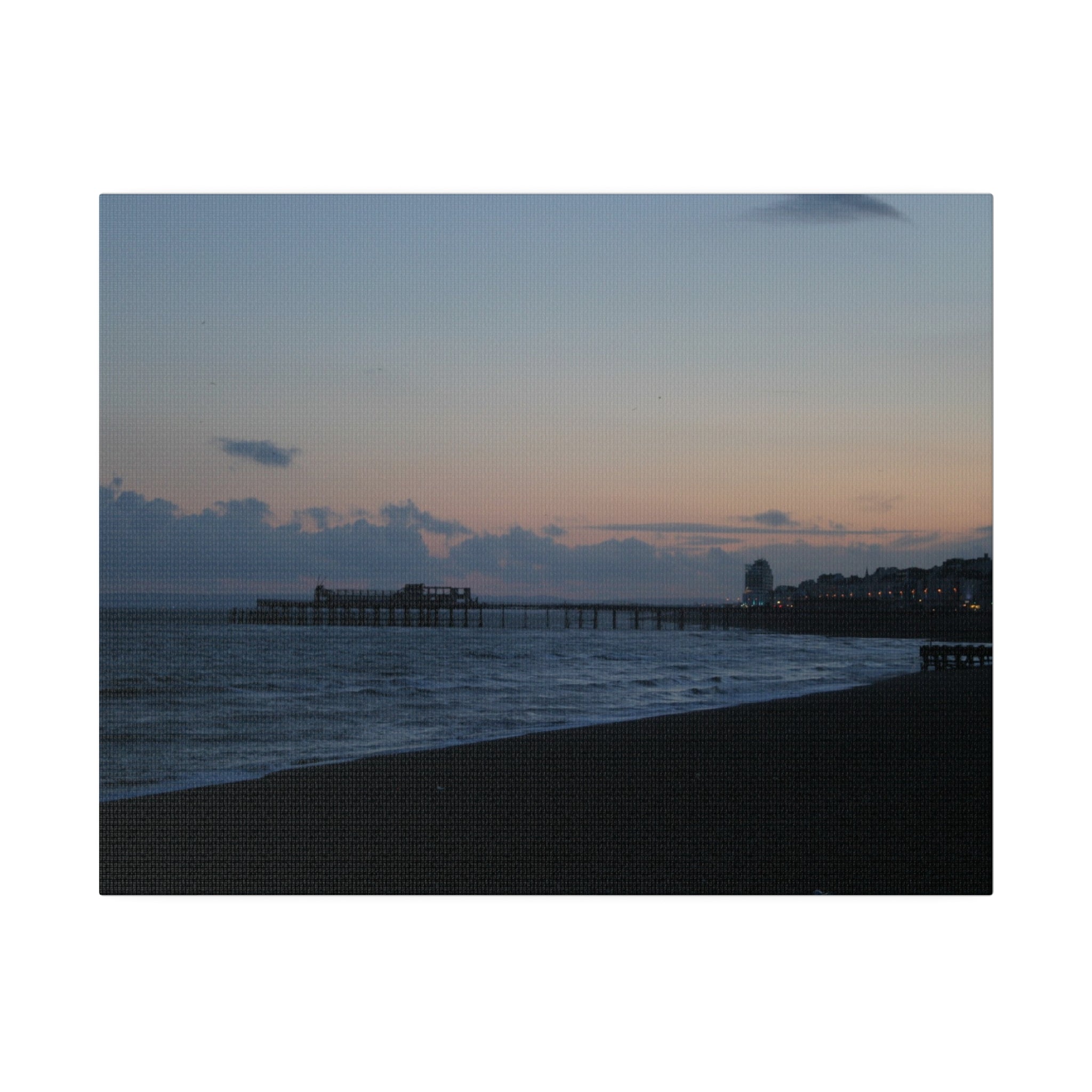 View Of Hasting's Seafront And Pier At Sunset Canvas - The Trio Synergize Group