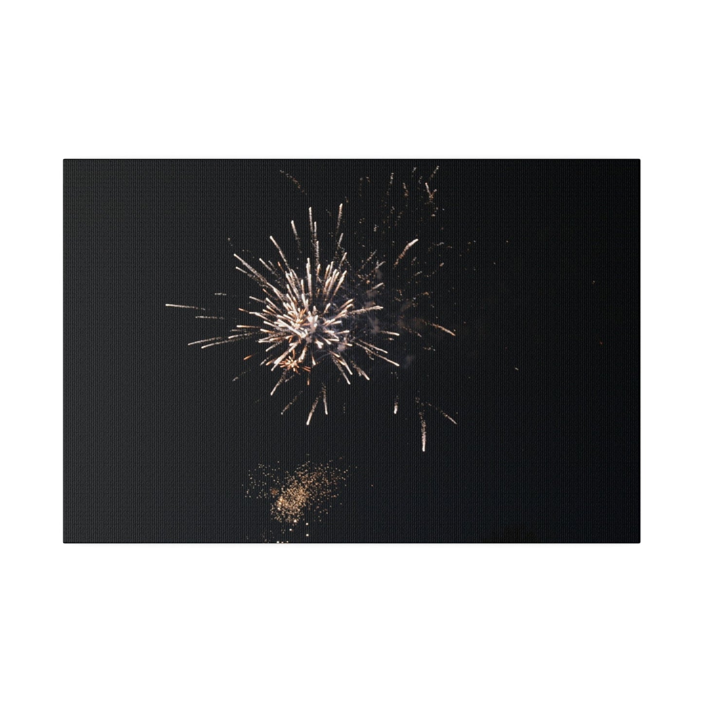 White Firework With Orange Glitter, Matte Canvas, Stretched, 0.75" - The Trio Synergize Group