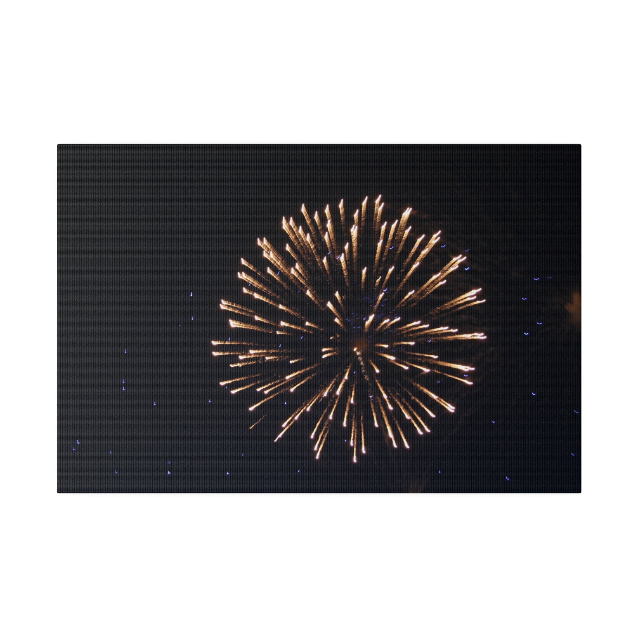 White Firework With Orange Trails And Purple Dots, Matte Canvas, Stretched, 0.75" - The Trio Synergize Group