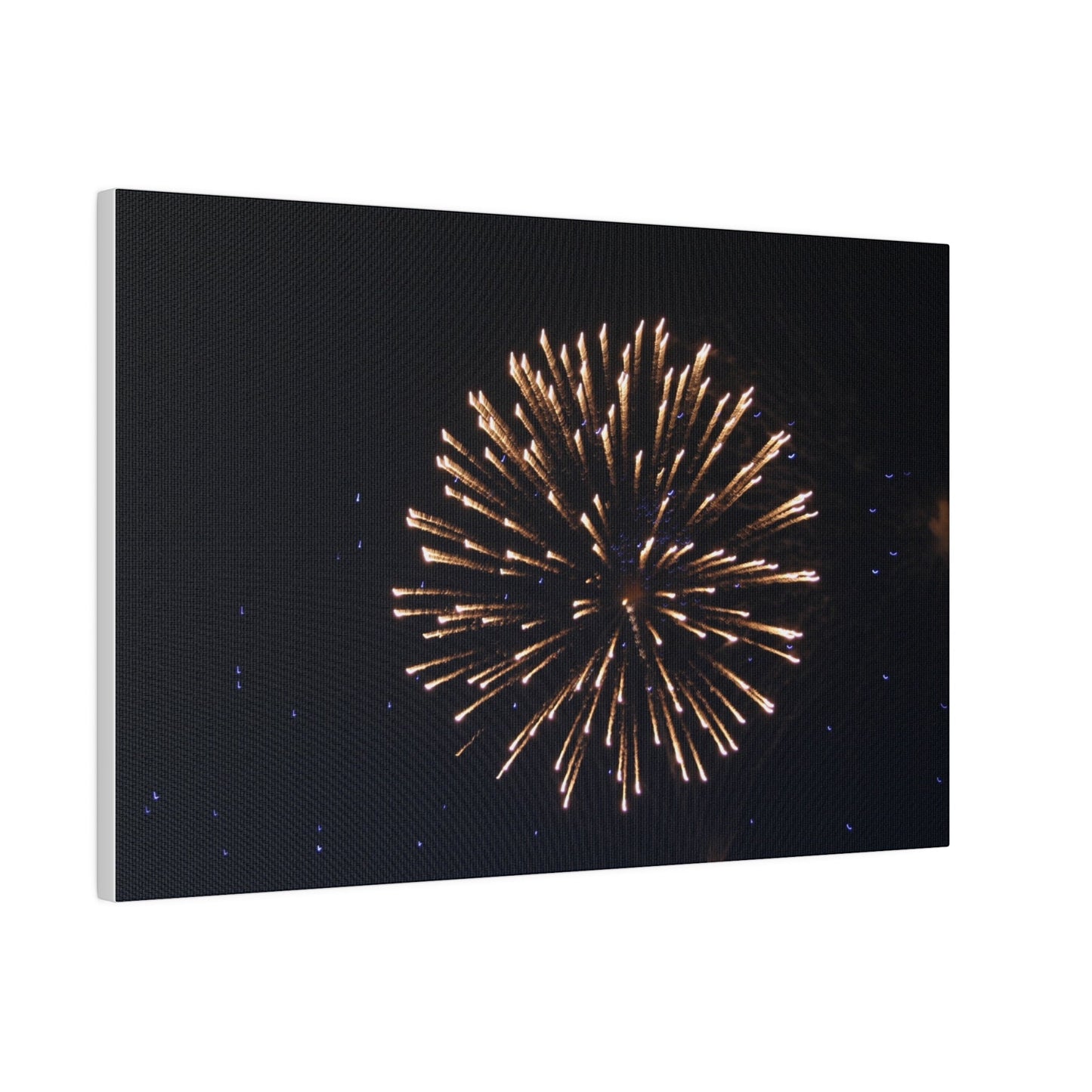 White Firework With Orange Trails And Purple Dots, Matte Canvas, Stretched, 0.75" - The Trio Synergize Group