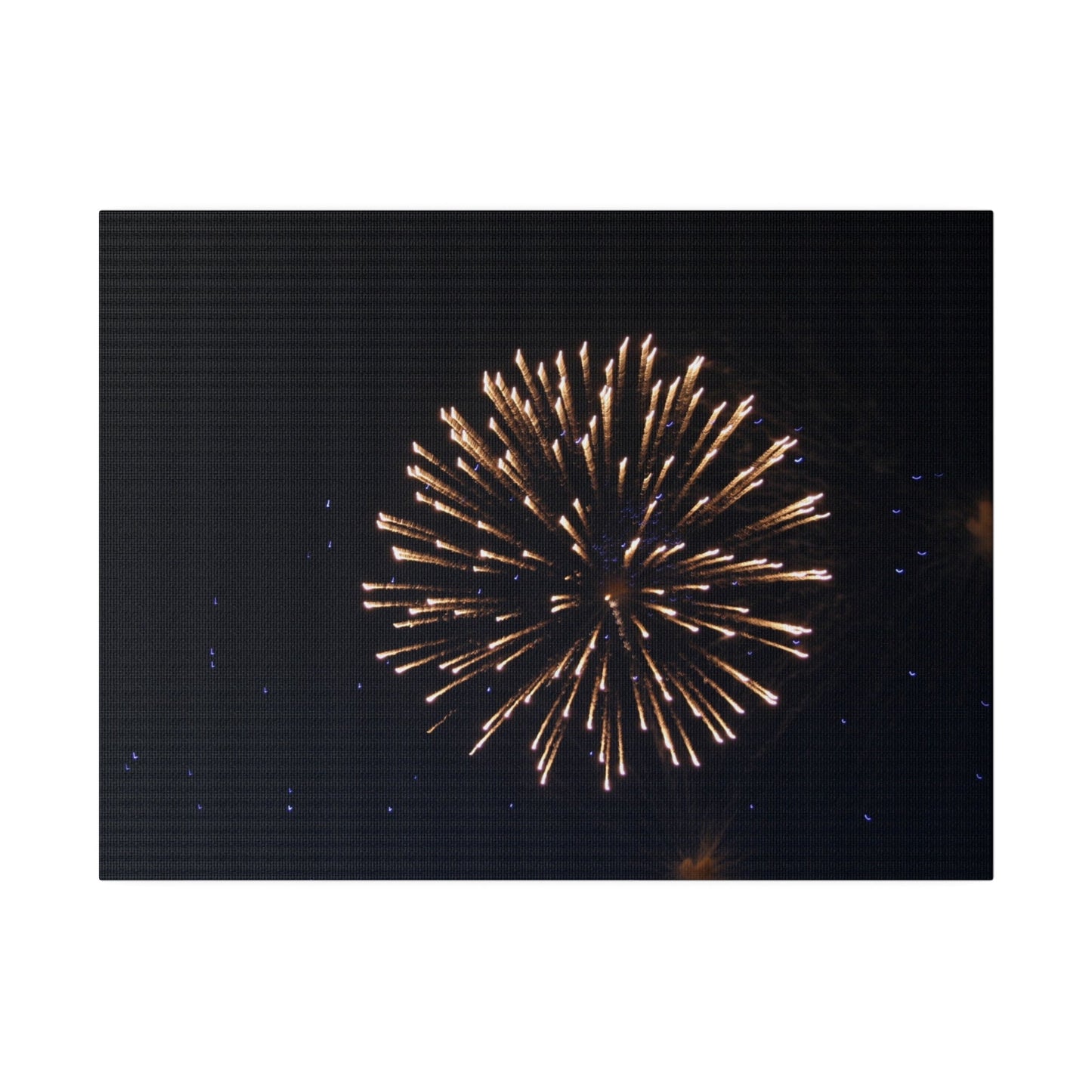 White Firework With Orange Trails And Purple Dots, Matte Canvas, Stretched, 0.75" - The Trio Synergize Group