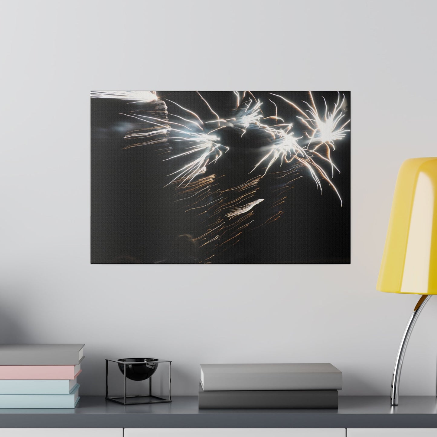 White Sparkle Fireworks Canvas - The Trio Synergize Group