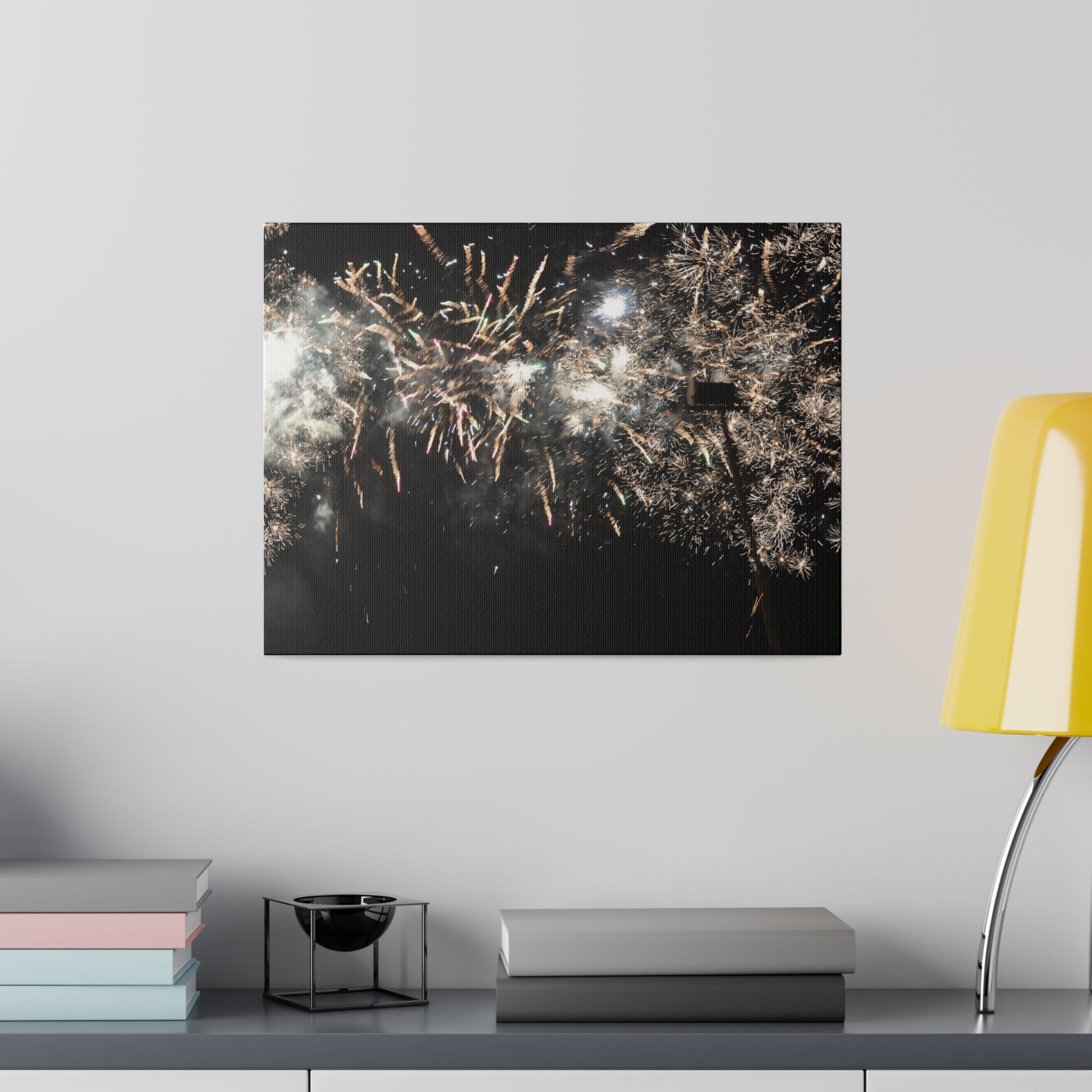 White Haze Fireworks Canvas Print - The Trio Synergize Group