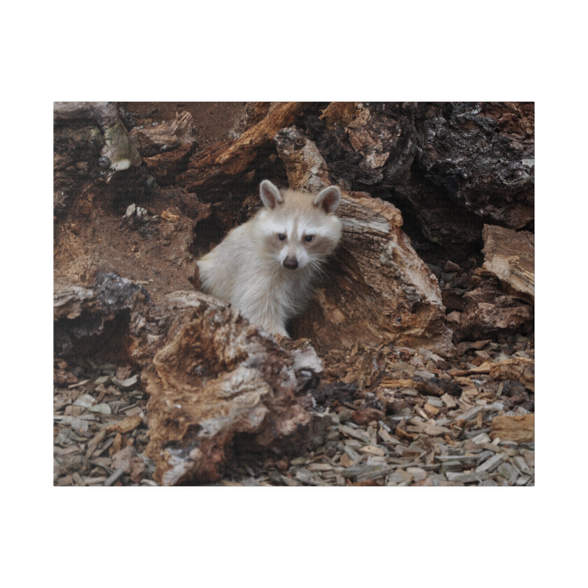 White/Brown Raccoon Sitting Canvas - The Trio Synergize Group