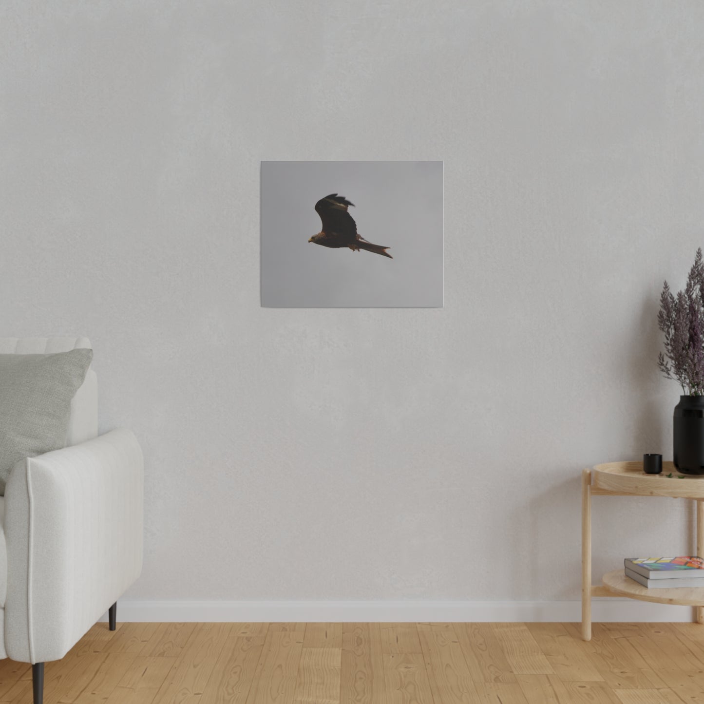 Hawk Flying With A Chick In It's Claws With Cloudy Background Canvas