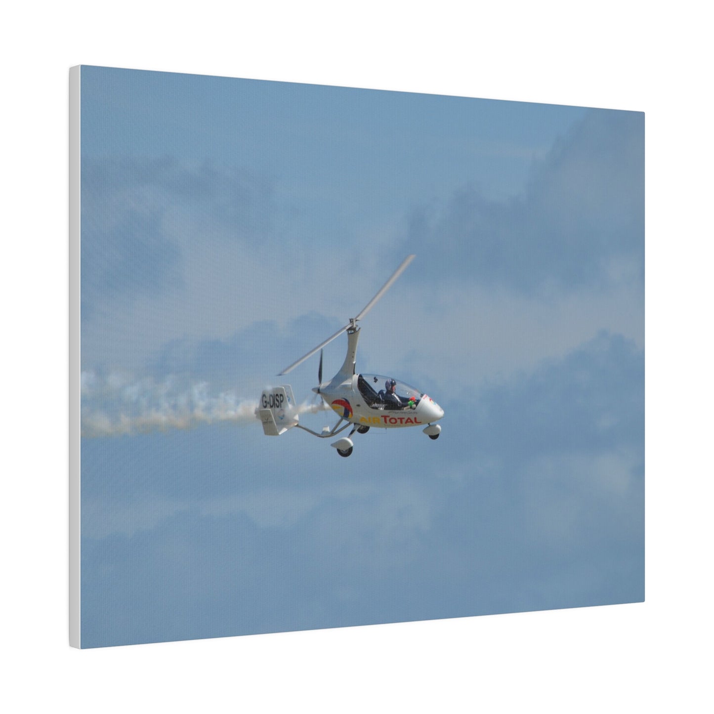 AutoGyro Flying With Smoke, With A slight Angle Canvas - The Trio Synergize Group