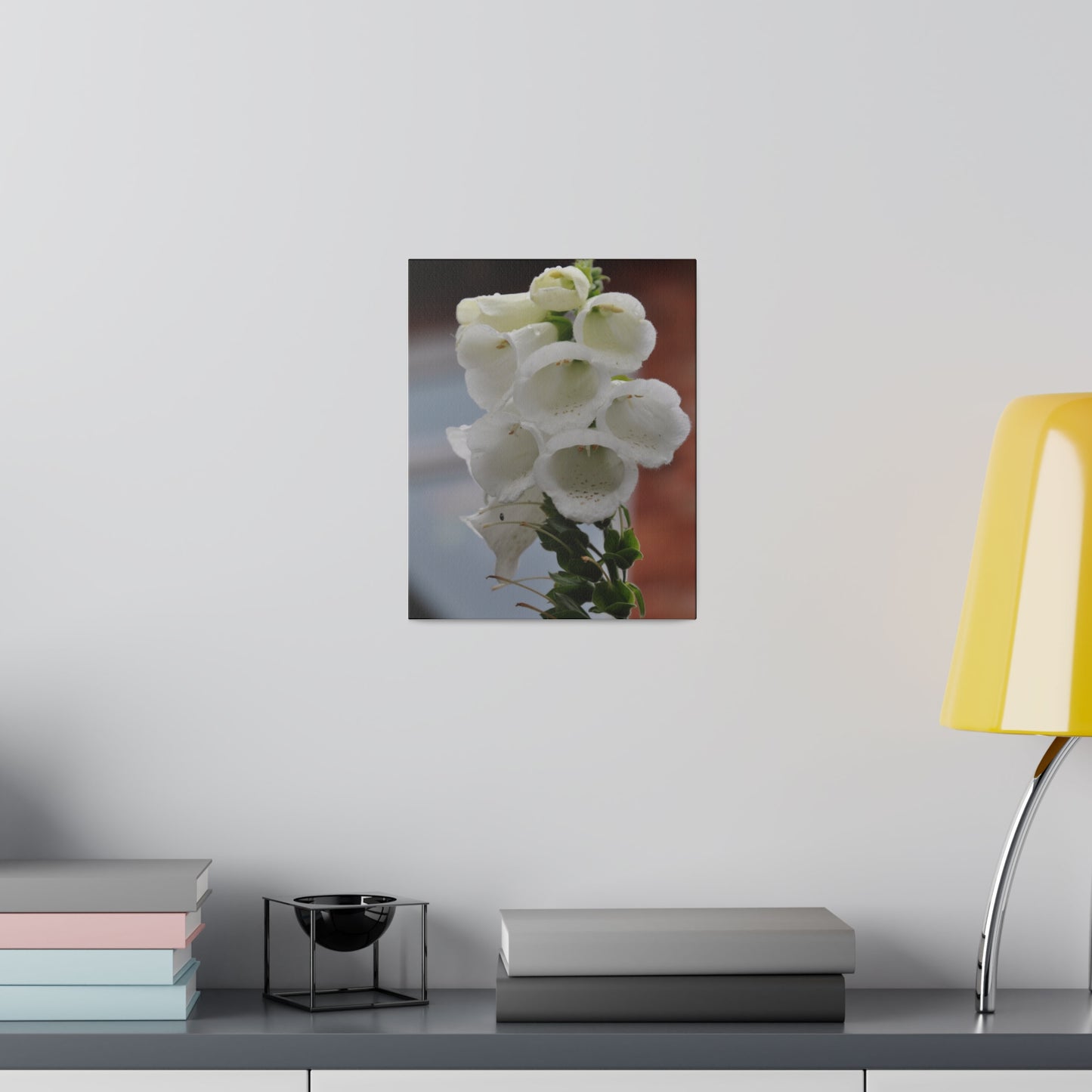 White Foxglove Flowers With Blurred Background Canvas