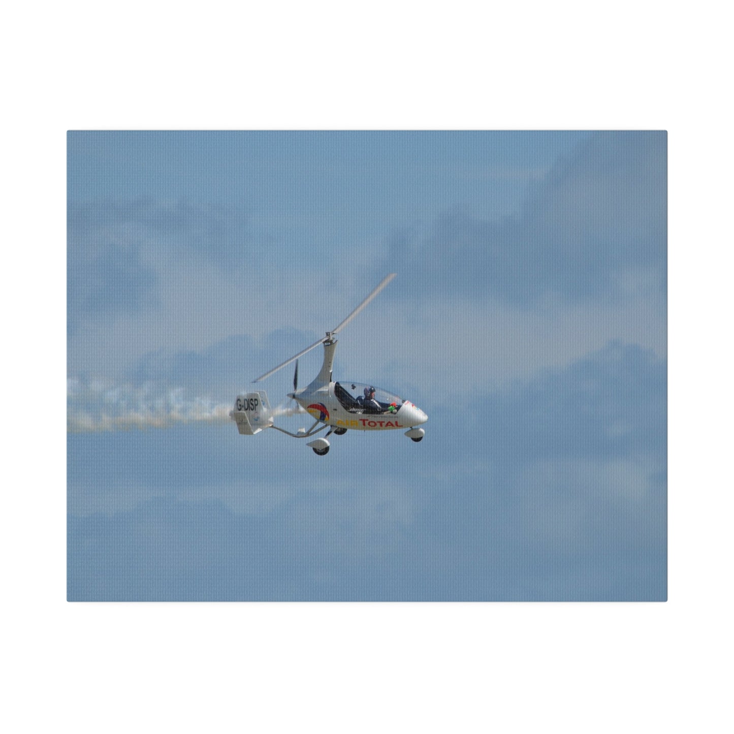 AutoGyro Flying With Smoke, With A slight Angle Canvas - The Trio Synergize Group