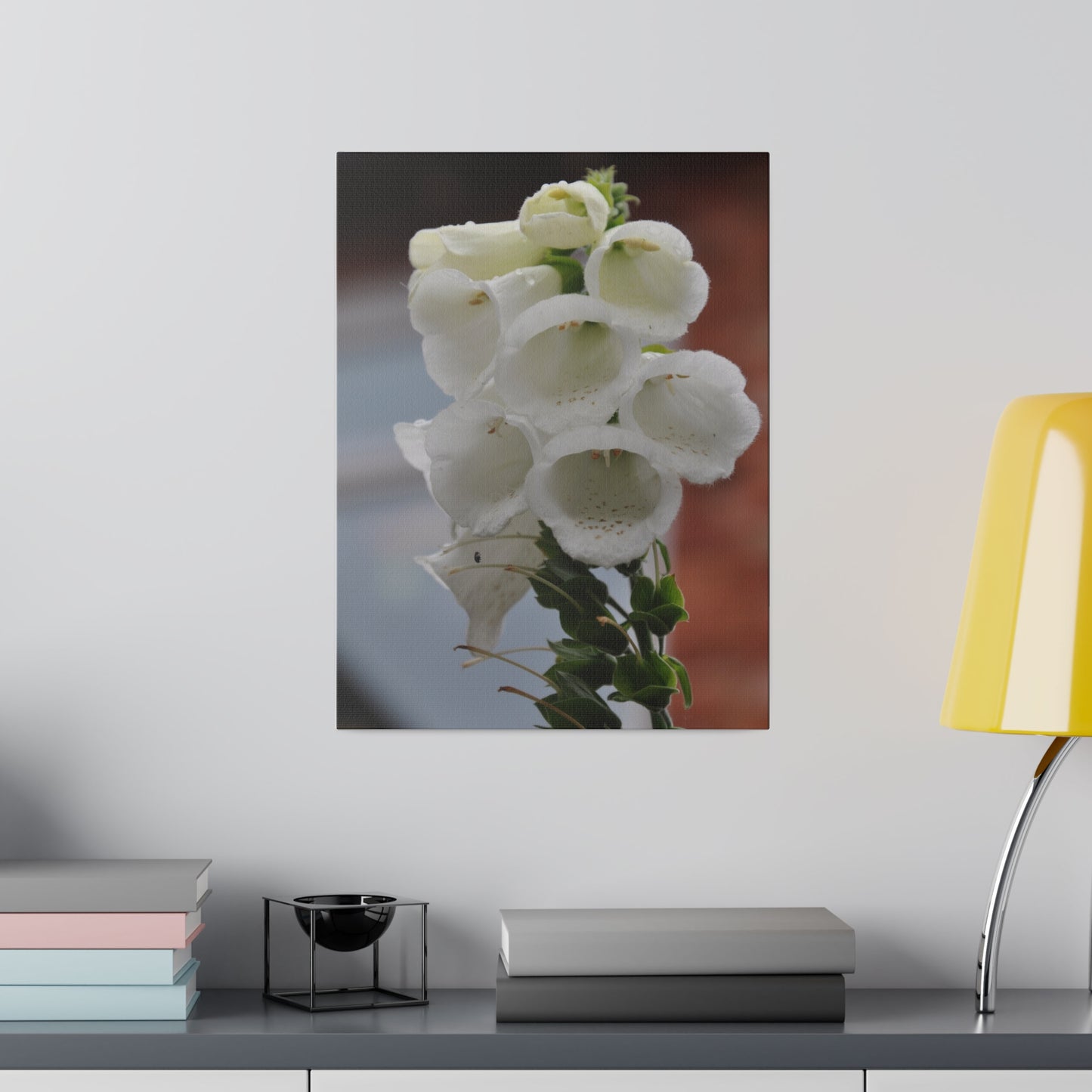 White Foxglove Flowers With Blurred Background Canvas