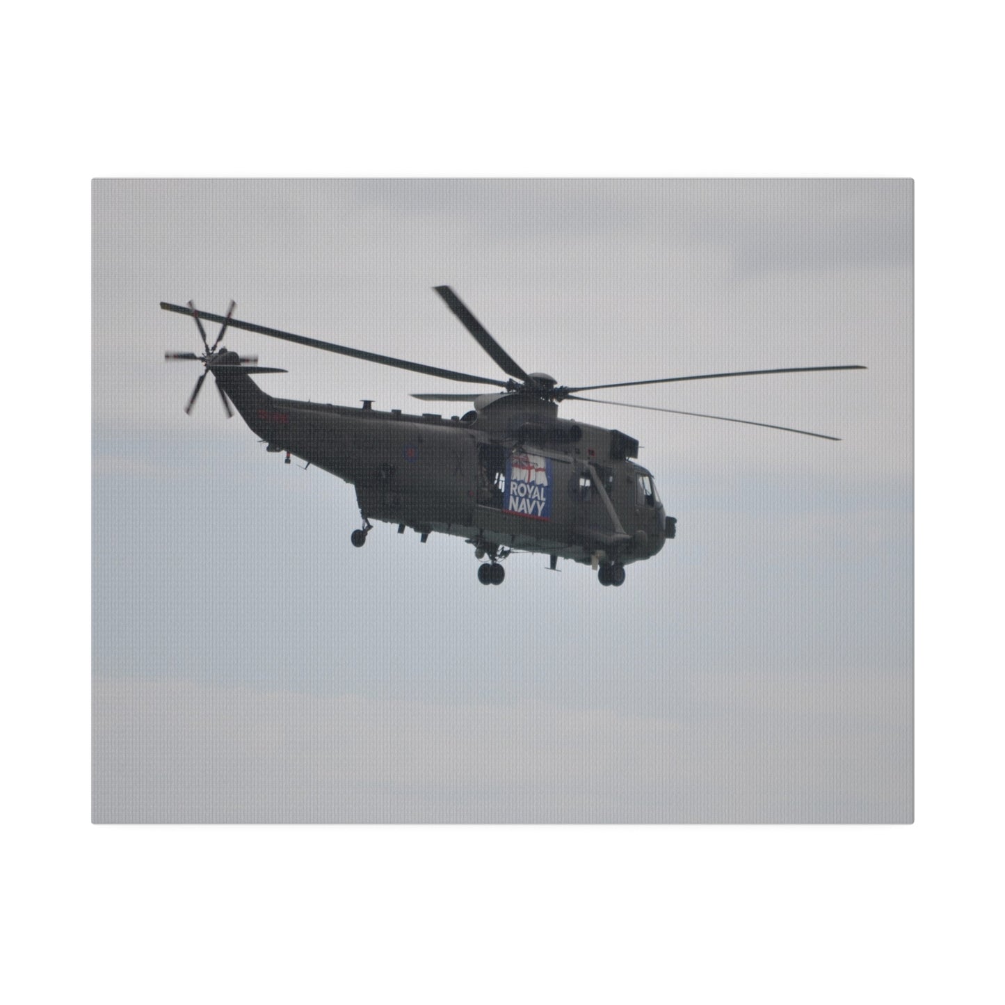 Sea King Helicopter Hovering With Rear And Side View Canvas