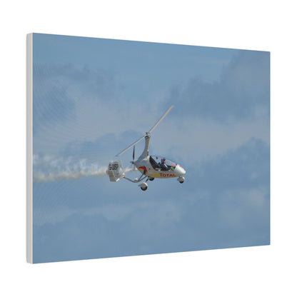 AutoGyro Flying With Smoke, With A slight Angle Canvas - The Trio Synergize Group