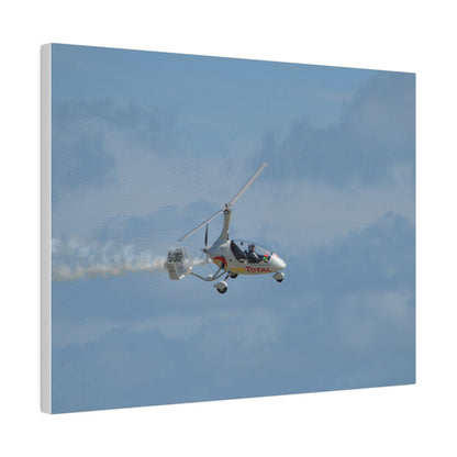 AutoGyro Flying With Smoke, With A slight Angle Canvas - The Trio Synergize Group