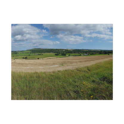 Countryside Farm Fields Landscape With Village In the Background Canvas