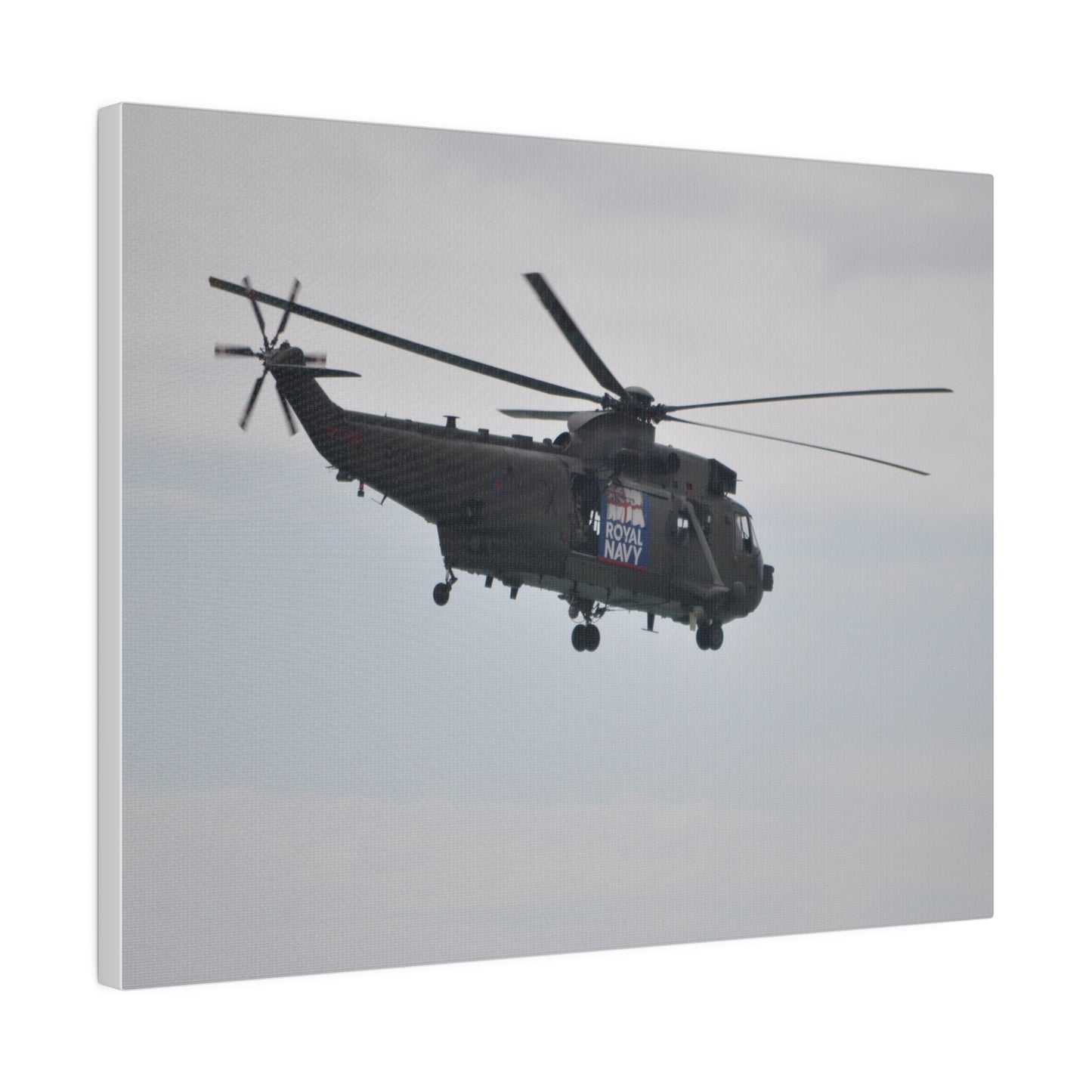Sea King Helicopter Hovering With Rear And Side View Canvas