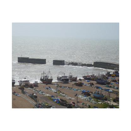 Hastings Fishing Boats On The Beach And Harbour Arm Canvas