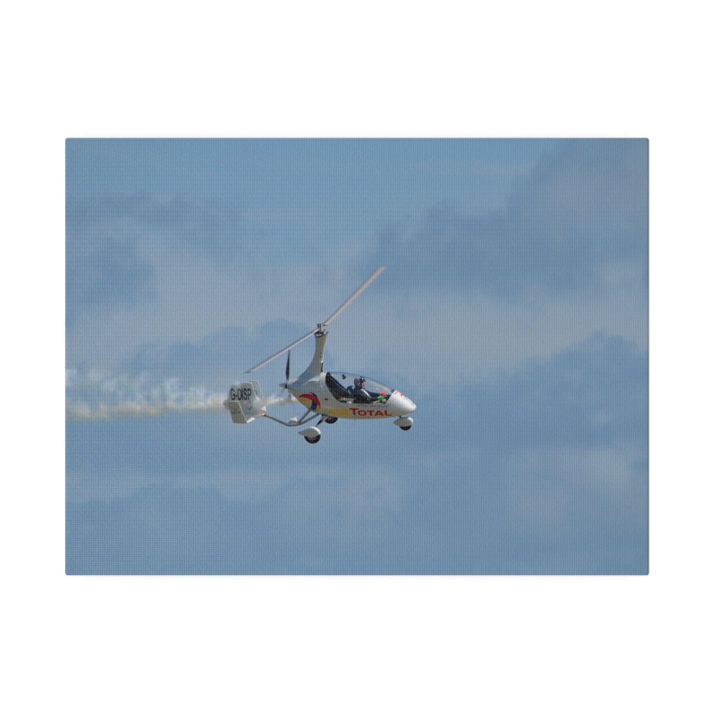 AutoGyro Flying With Smoke, With A slight Angle Canvas - The Trio Synergize Group