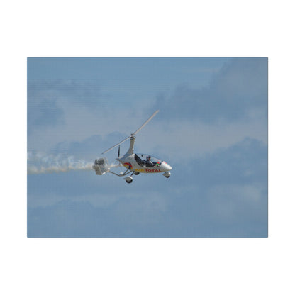 AutoGyro Flying With Smoke, With A slight Angle Canvas - The Trio Synergize Group