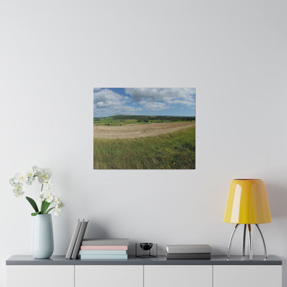 Countryside Farm Fields Landscape With Village In the Background Canvas