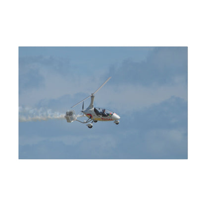 AutoGyro Flying With Smoke, With A slight Angle Canvas - The Trio Synergize Group