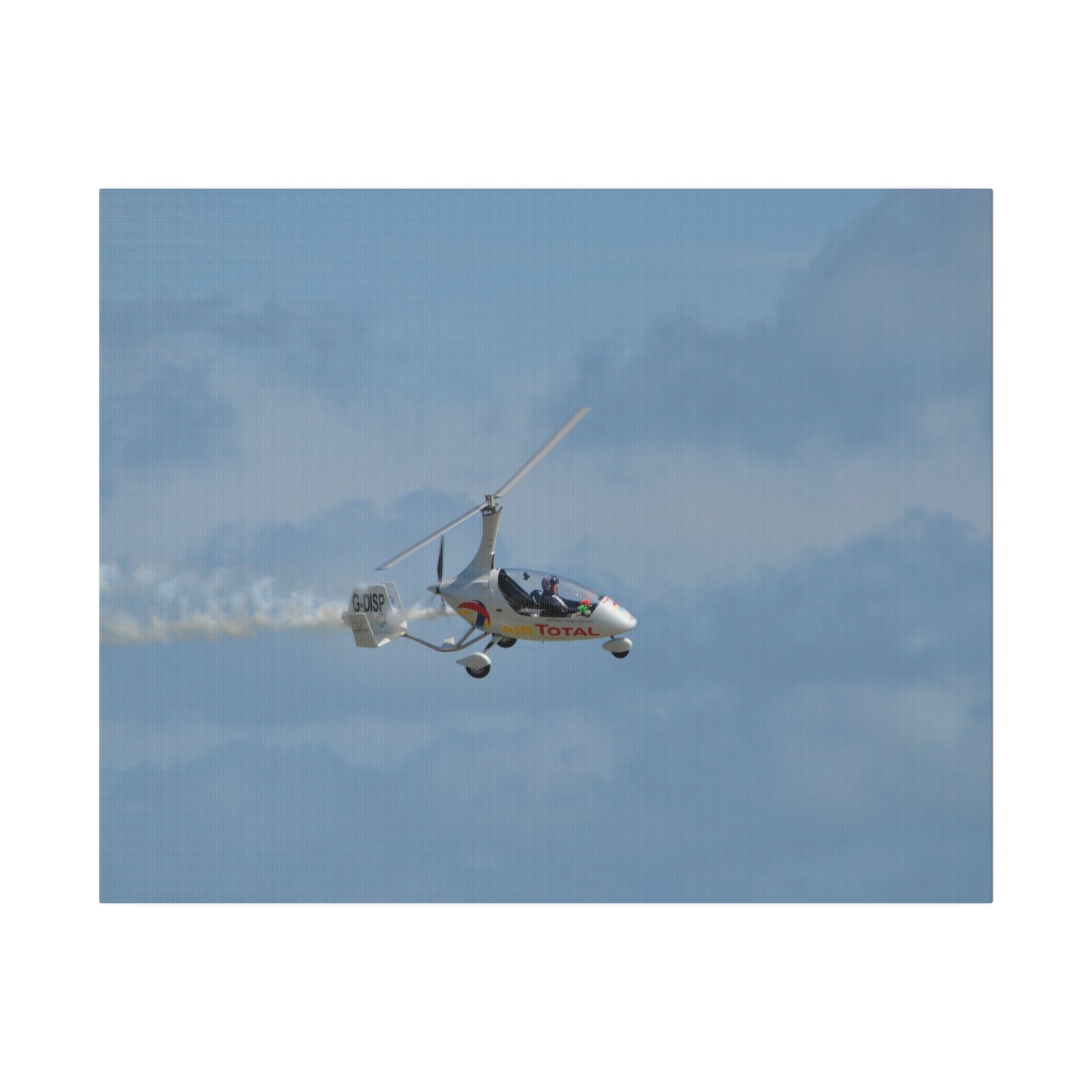 AutoGyro Flying With Smoke, With A slight Angle Canvas - The Trio Synergize Group