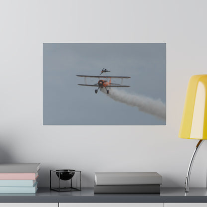 Single Wing Walker Flying Straight Forward With Smoke, With The Person Laying Sideways Canvas