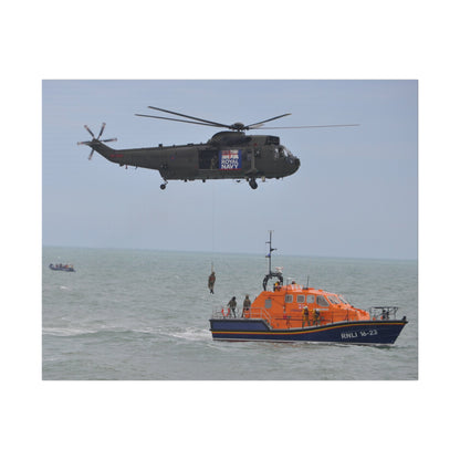 Sea King Helicopter Winching Crew Off RNLI Lifeboat - Canvas - The Trio Synergize Group