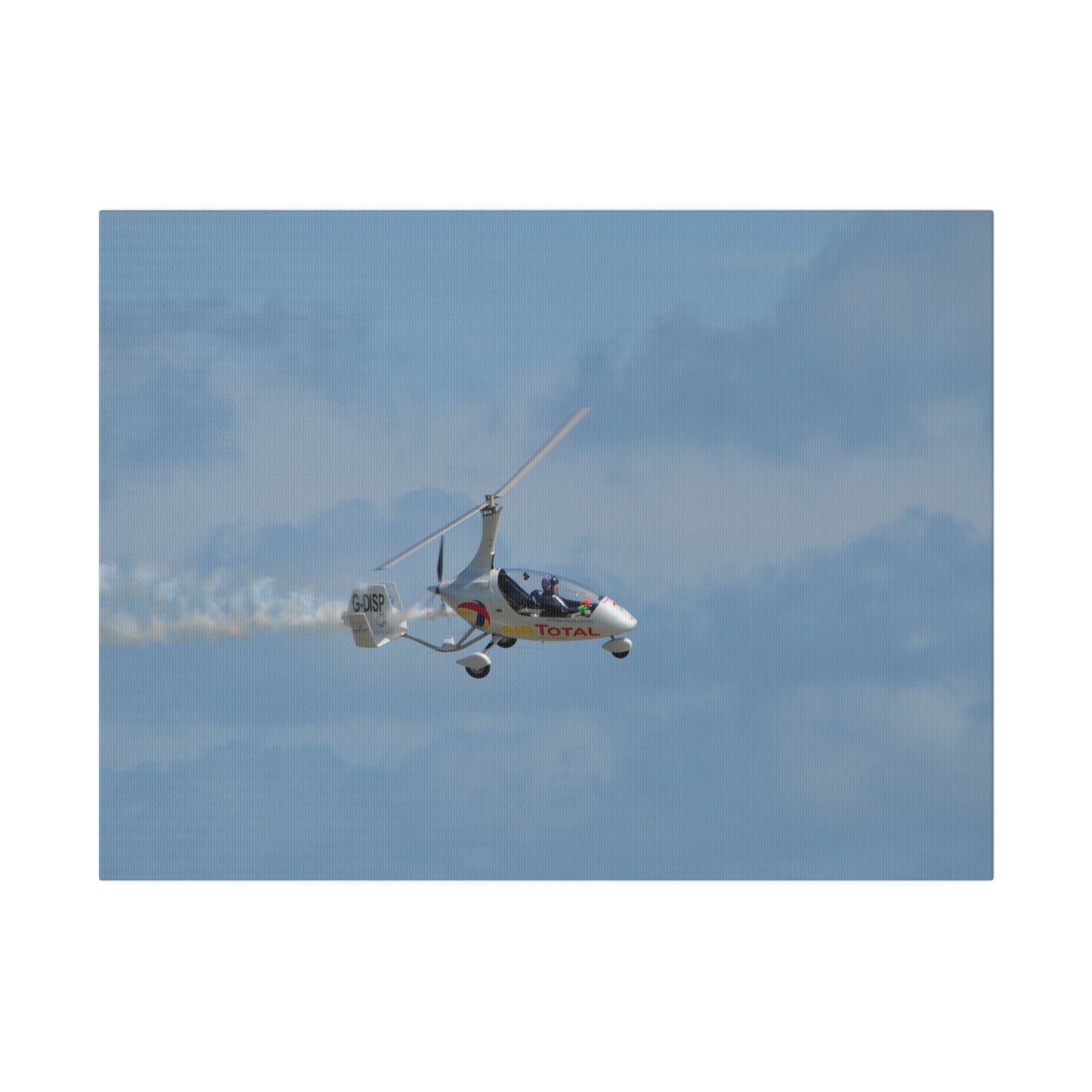 AutoGyro Flying With Smoke, With A slight Angle Canvas - The Trio Synergize Group