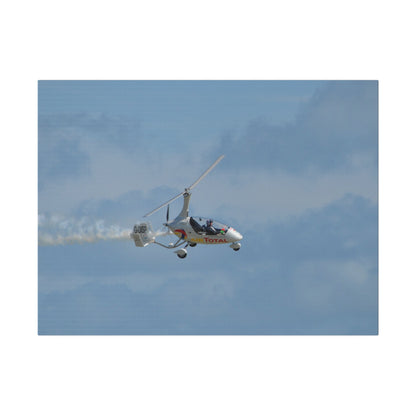 AutoGyro Flying With Smoke, With A slight Angle Canvas - The Trio Synergize Group