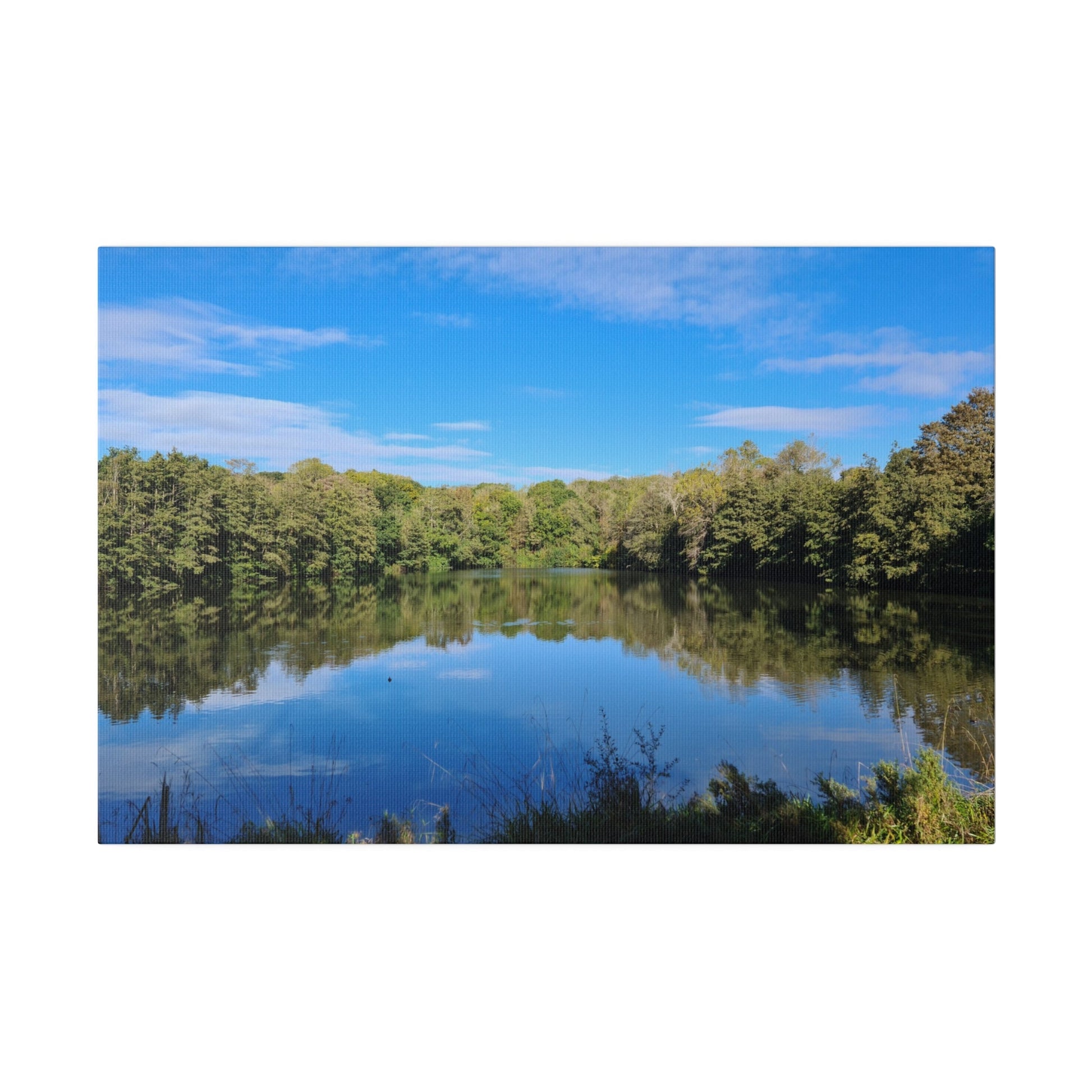 Alexandra Park Pond With Trees And Lovely Blue Sky With Clouds Canvas - The Trio Synergize Group